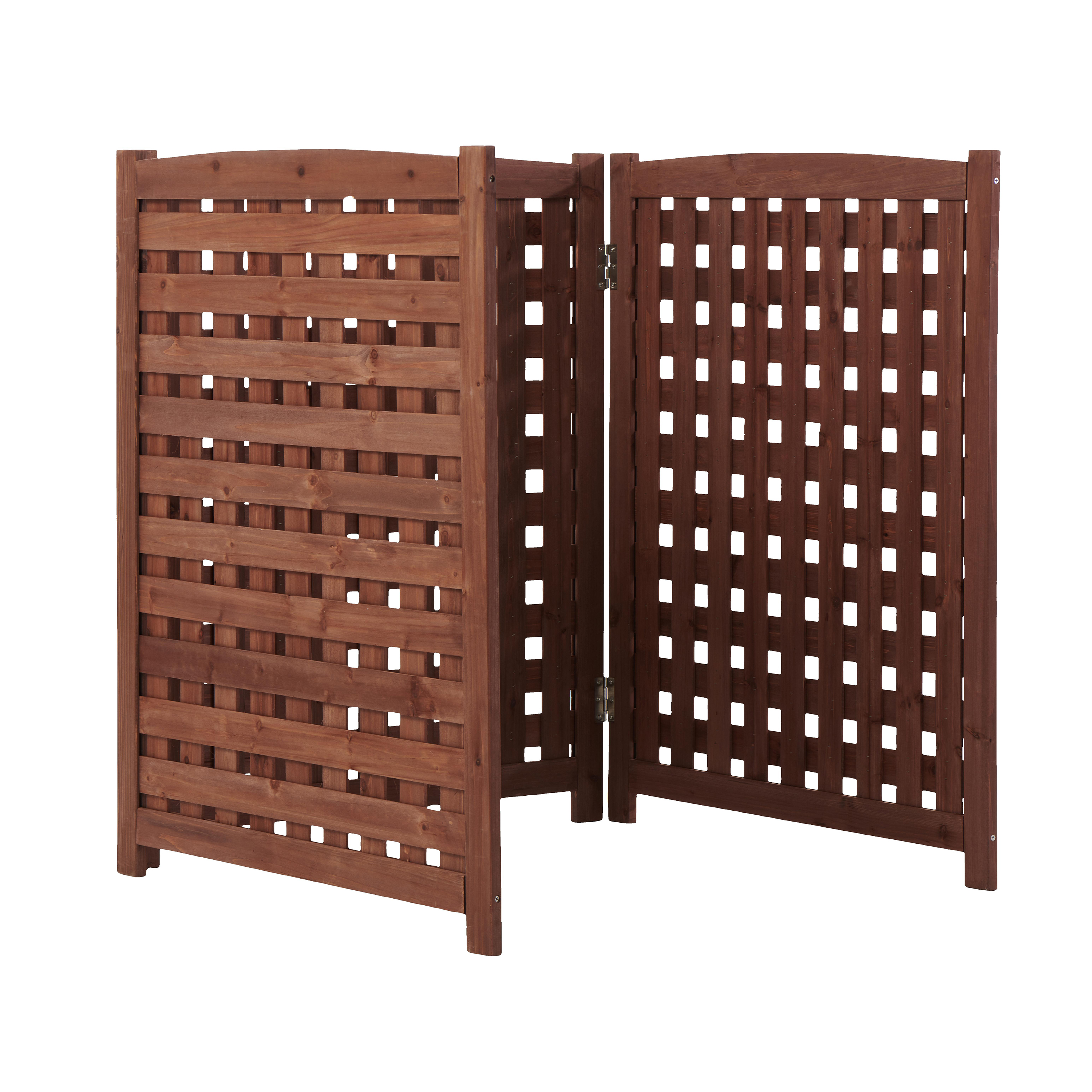 3-Panel Outdoor Air Conditioner Fence Screen, Outside Wood Privacy Fence, 32  W X 38  H