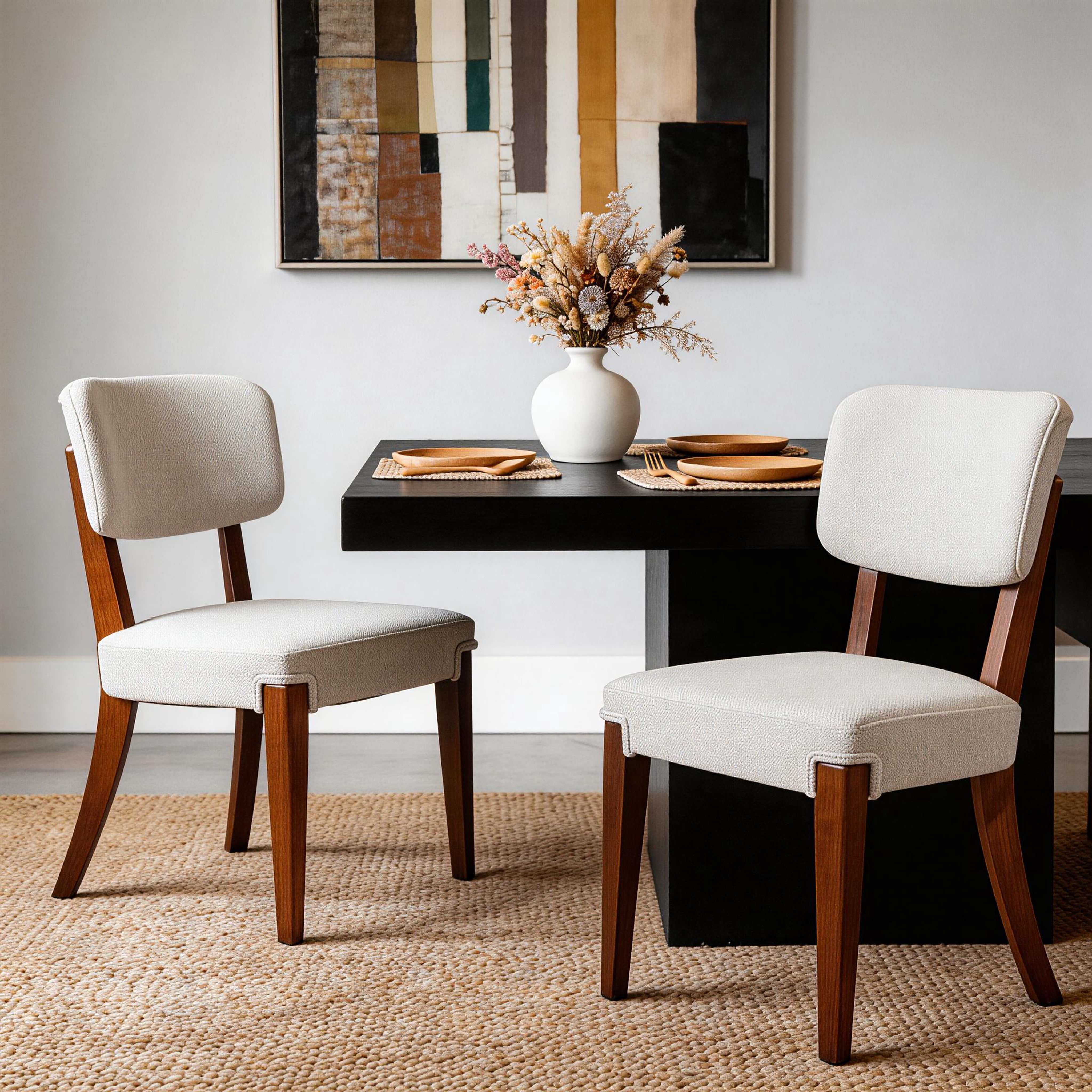 Modern Armless Dining Chairs Set Of 2, Beige, Contemporary Side Chairs With Wood Legs   Versatile Accent Chairs For Dining Room, Kitchen, Or Living Room