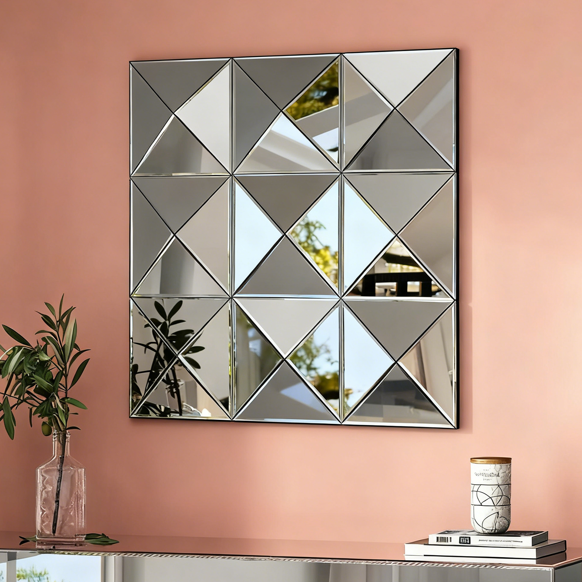 3d Mirror Wall Decor Beveled Glass Wall Mirror Interior Home Decor Large Square Wall Mirror For Various Rooms Such As Living Room Bedroom Or Dining Room