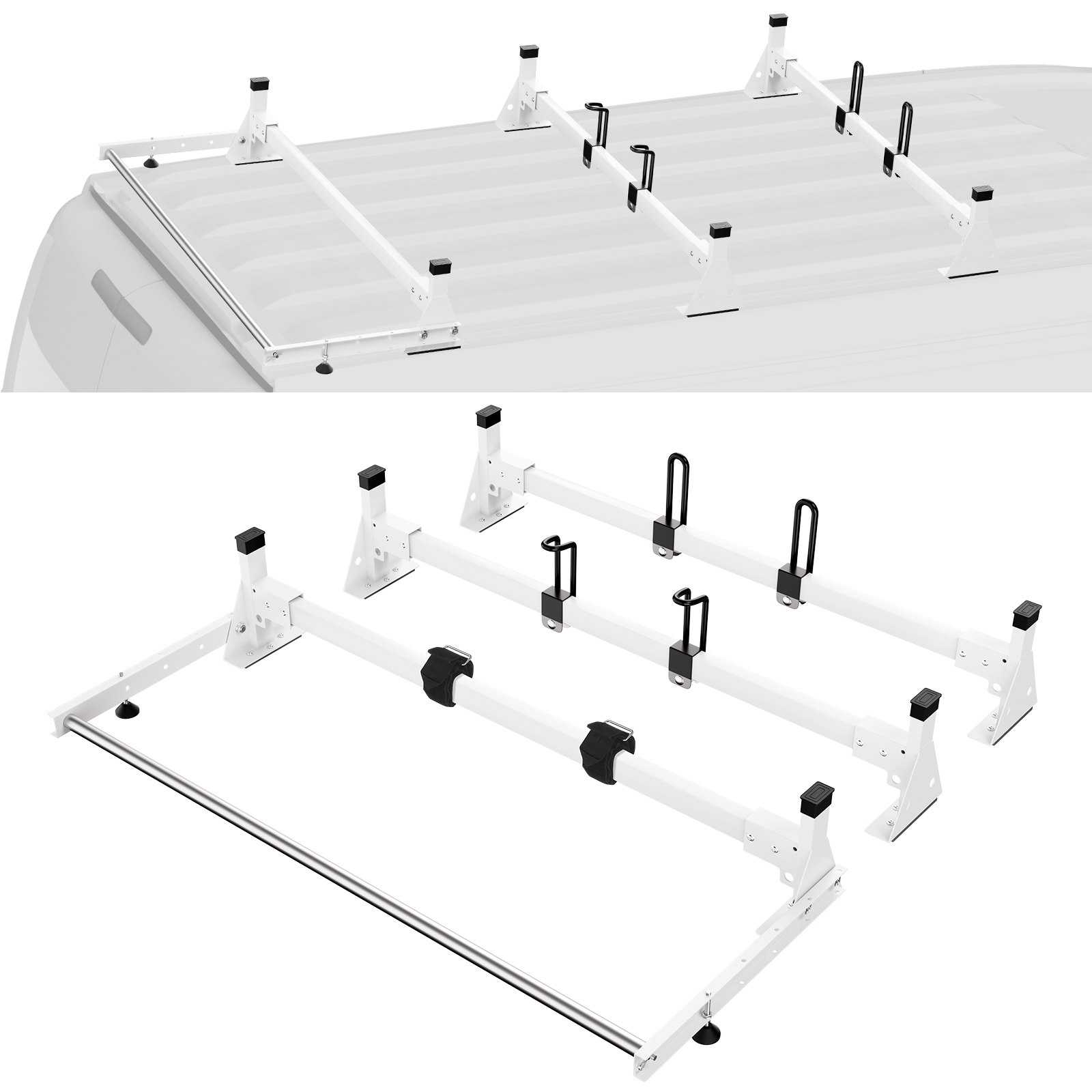 Portaequipajes de techo para camioneta Ford Transit, 54 pulgadas, 800 libras, 3 barras.