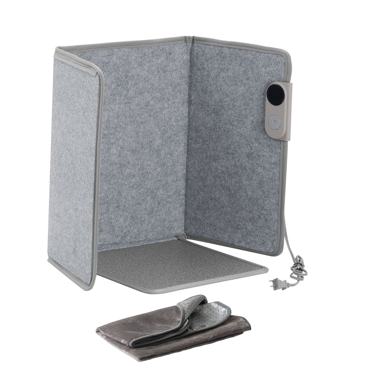 Calentador de espacio bajo escritorio, plegable, portátil, con temporizador y control.