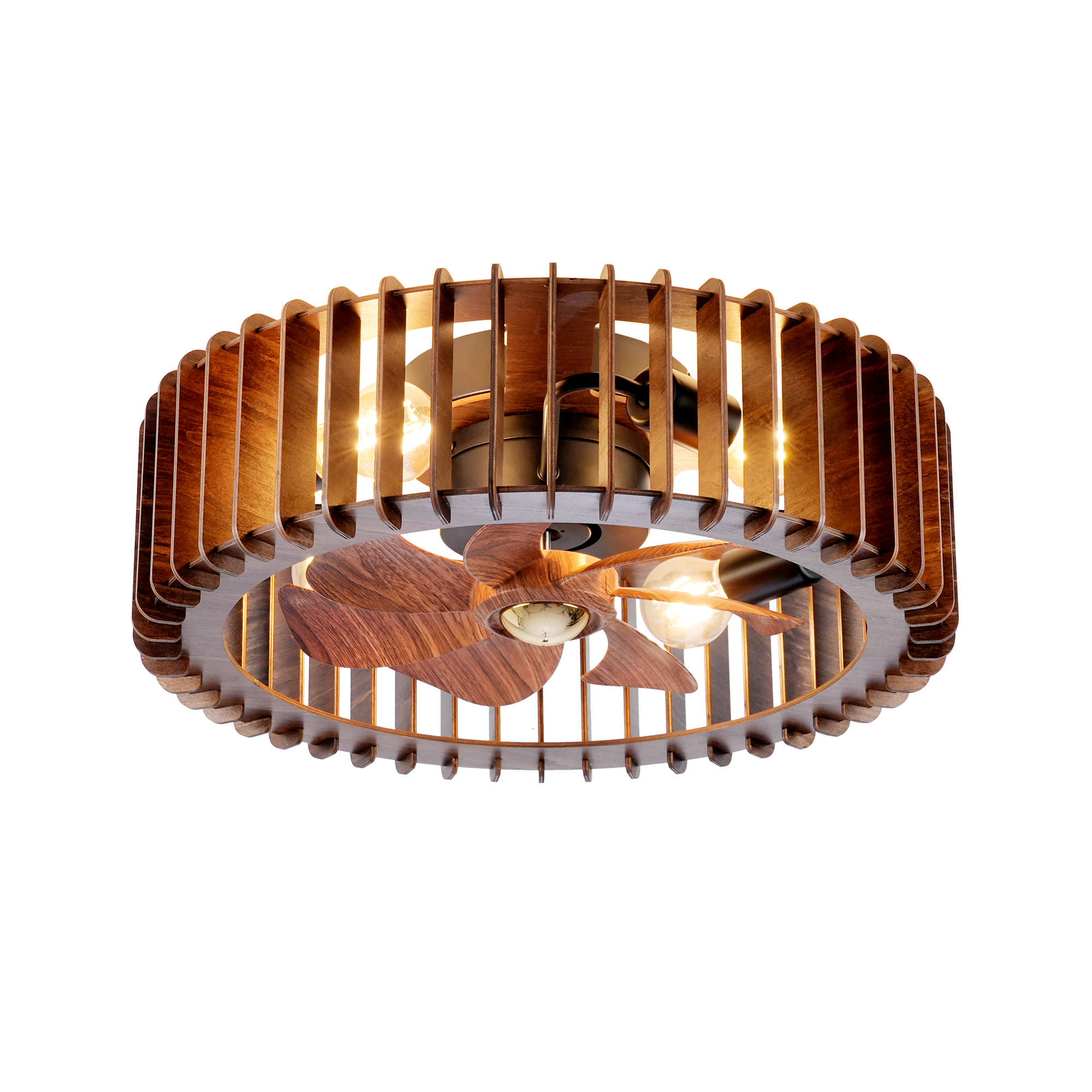 20  Modern Flush Mount Fan Light,Ceiling Fans With Lights NO INCLUDED BULBS  And Remote Control, 6 Speeds, Quiet DC Motor For Living Room, Bedroom,Kitchen----Wood