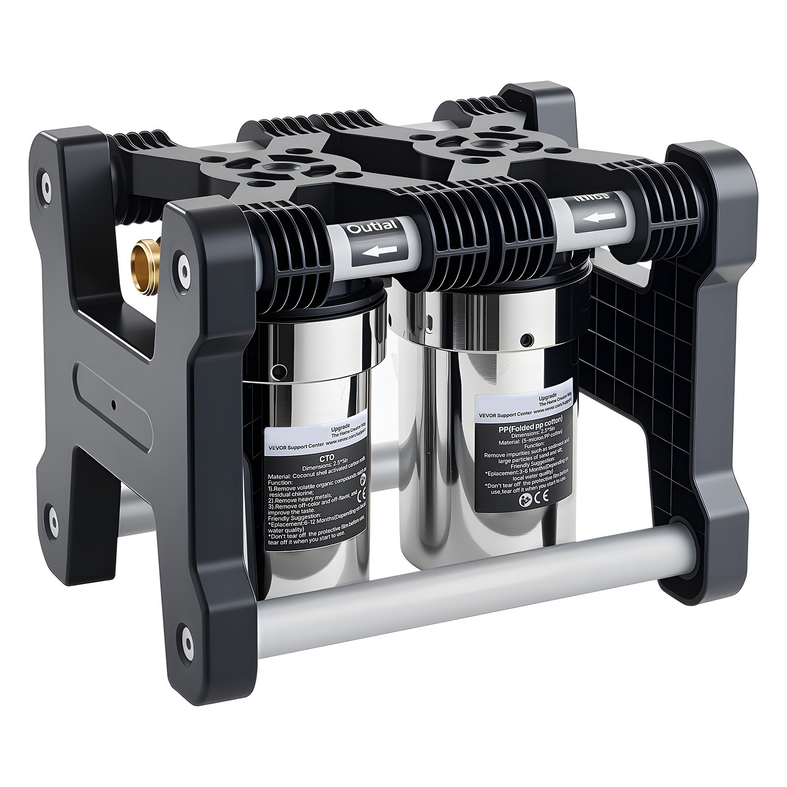 RV Water Filter System, 5-Micron Dual Stage Premium RV Water Filtration System With Two Cartridges And 3/4" Fitting For RVs & Campers, Reduces Sediment, Chlorine, Heavy Metals, Odors And More