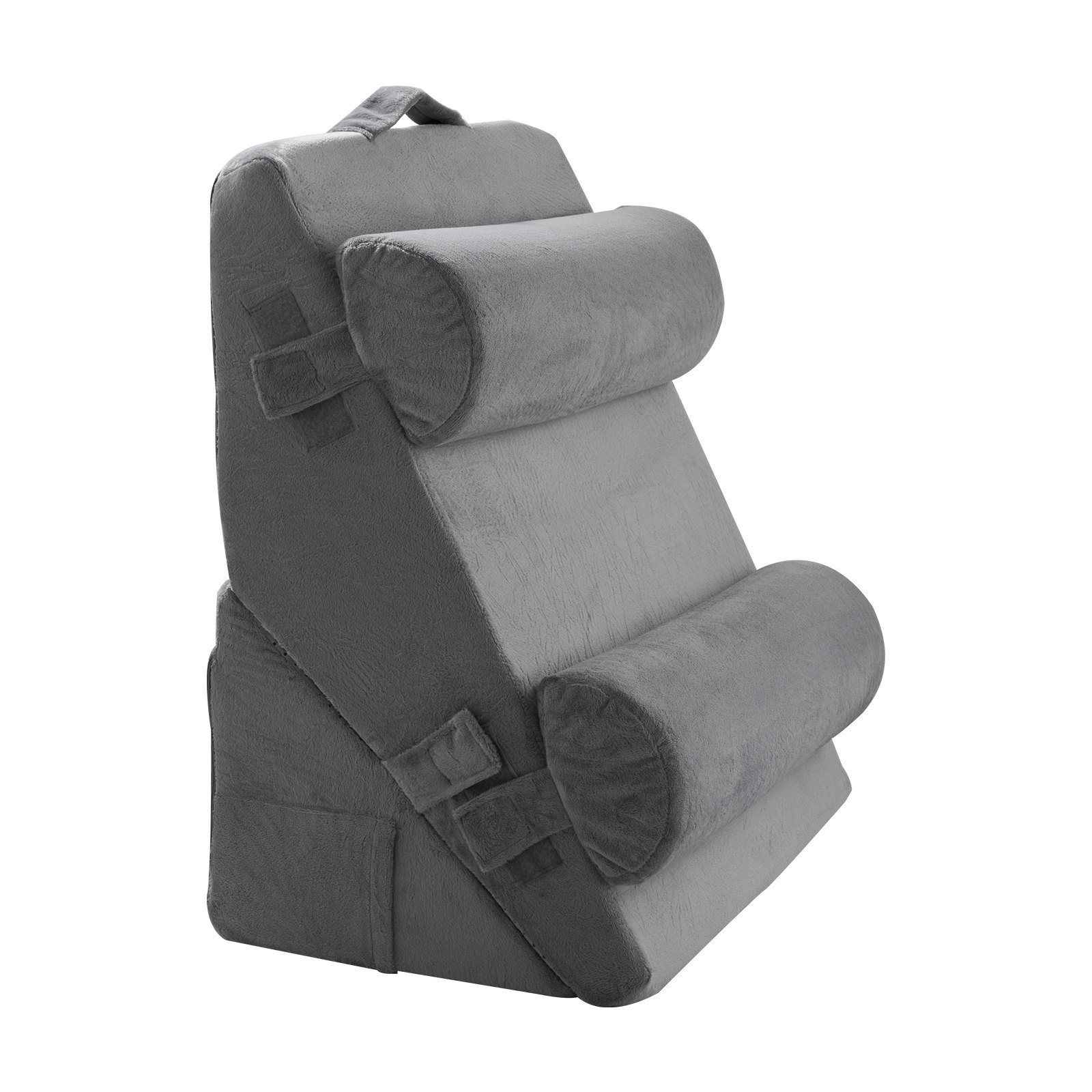 Set de 4 almohadas de cuña ortopédicas ajustables para cama, gris oscuro