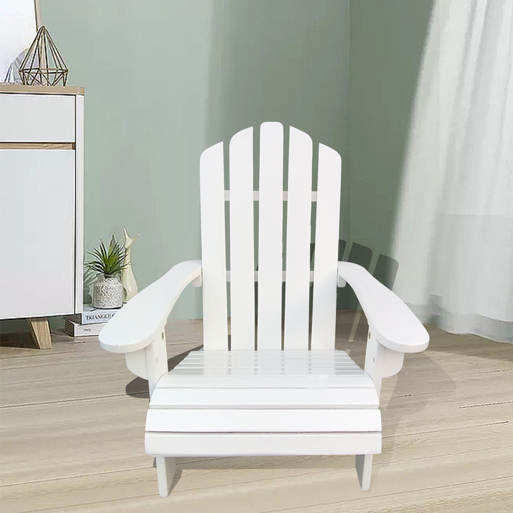 Outdoor Or Indoor Wood Children Adirondack Chair,white