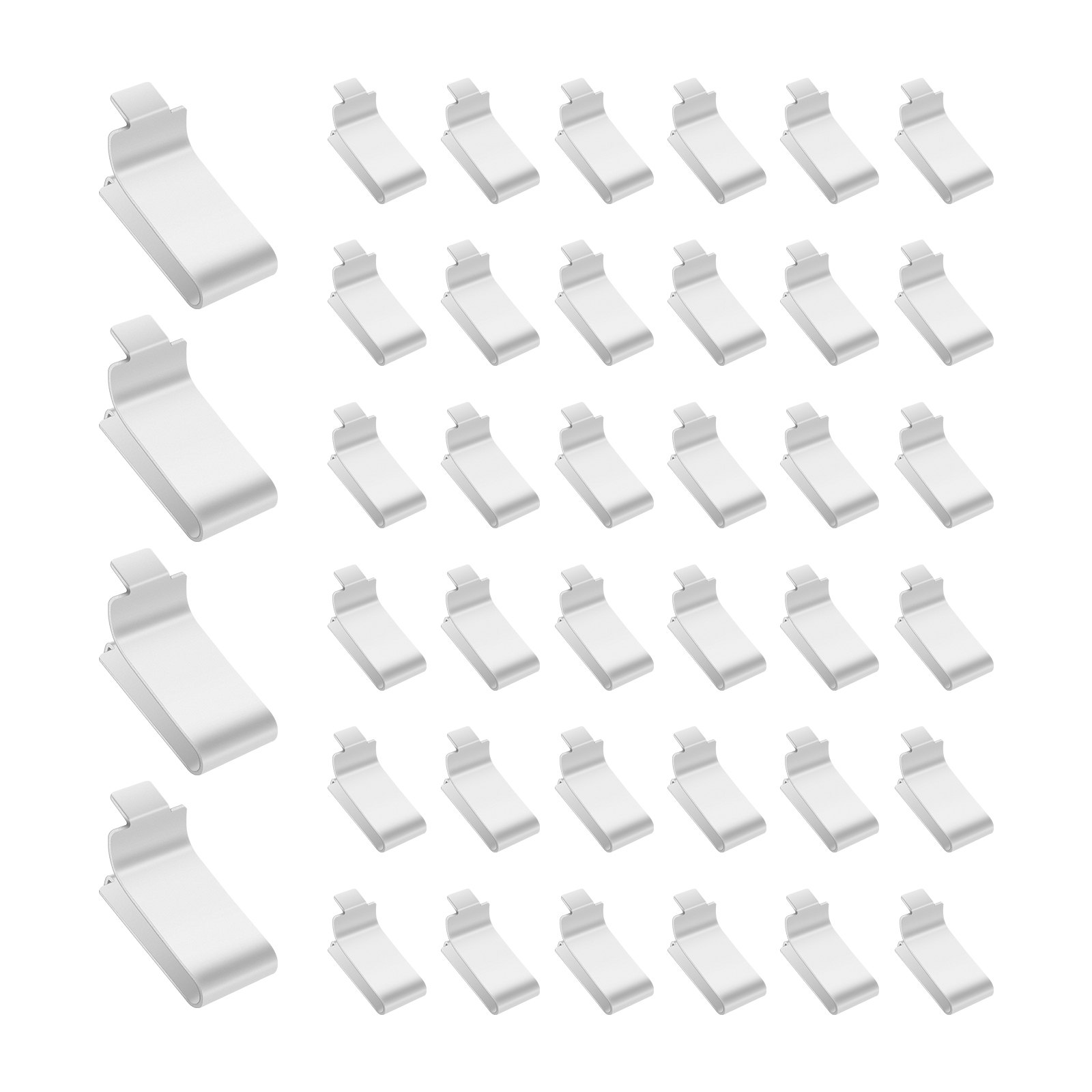 Shelf Clips, 40 Pack, Adjustable Steel Pilaster Shelf Clips Support For Metal, Wood, Glass Shelves, Compatible With Wardrobes, Cabinets, Bookcases, Shoe Racks And Display Racks (Silver)