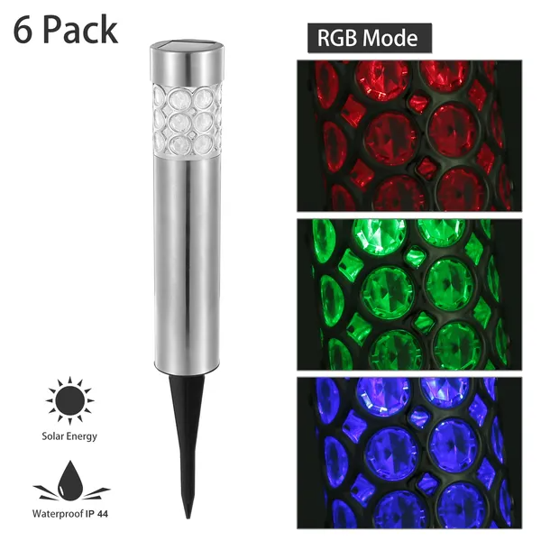 Solarek Lámpara solar para jardín, IP44 impermeable, RGB, para exterior (6 unidades)