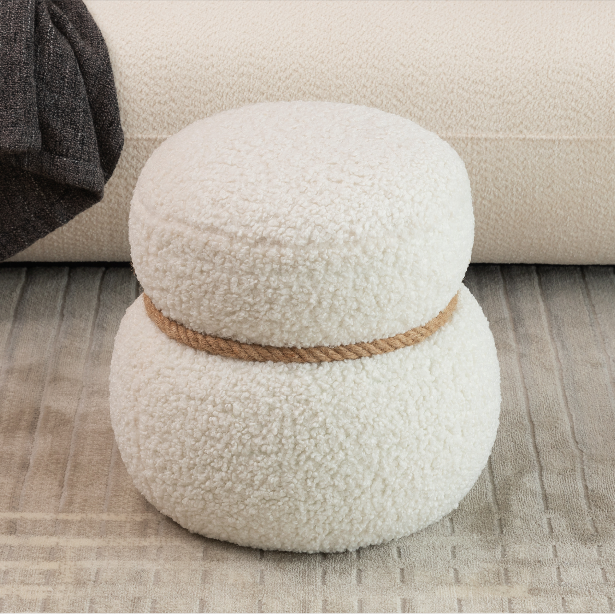 WKJ1Y  White Snowman Stool, Greig Plush Cushion, Playful And Cute, Suitable For Any Spacehite