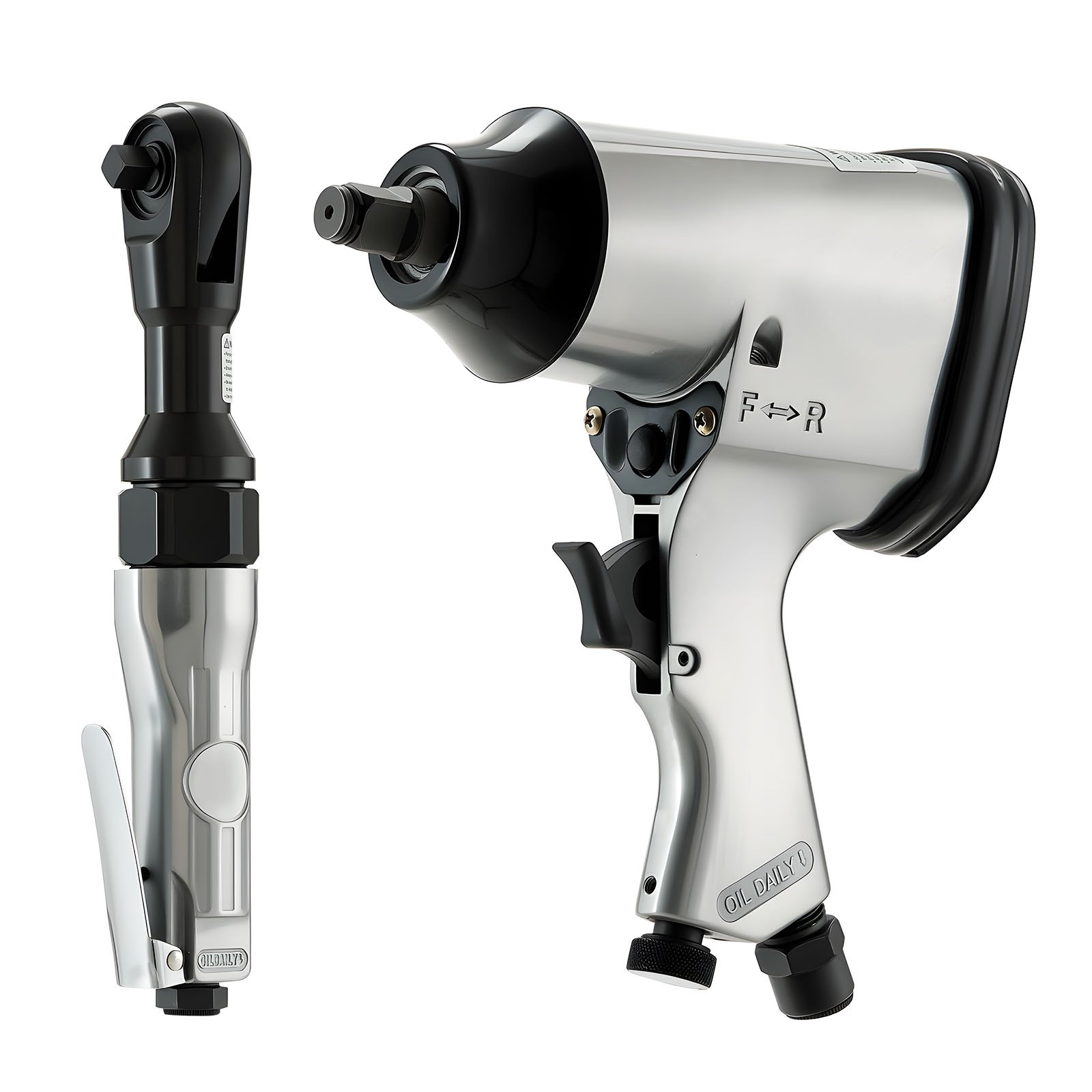 Kit de herramientas neumáticas, llave de impacto 1/2 y trinquete 3/8, 19 piezas