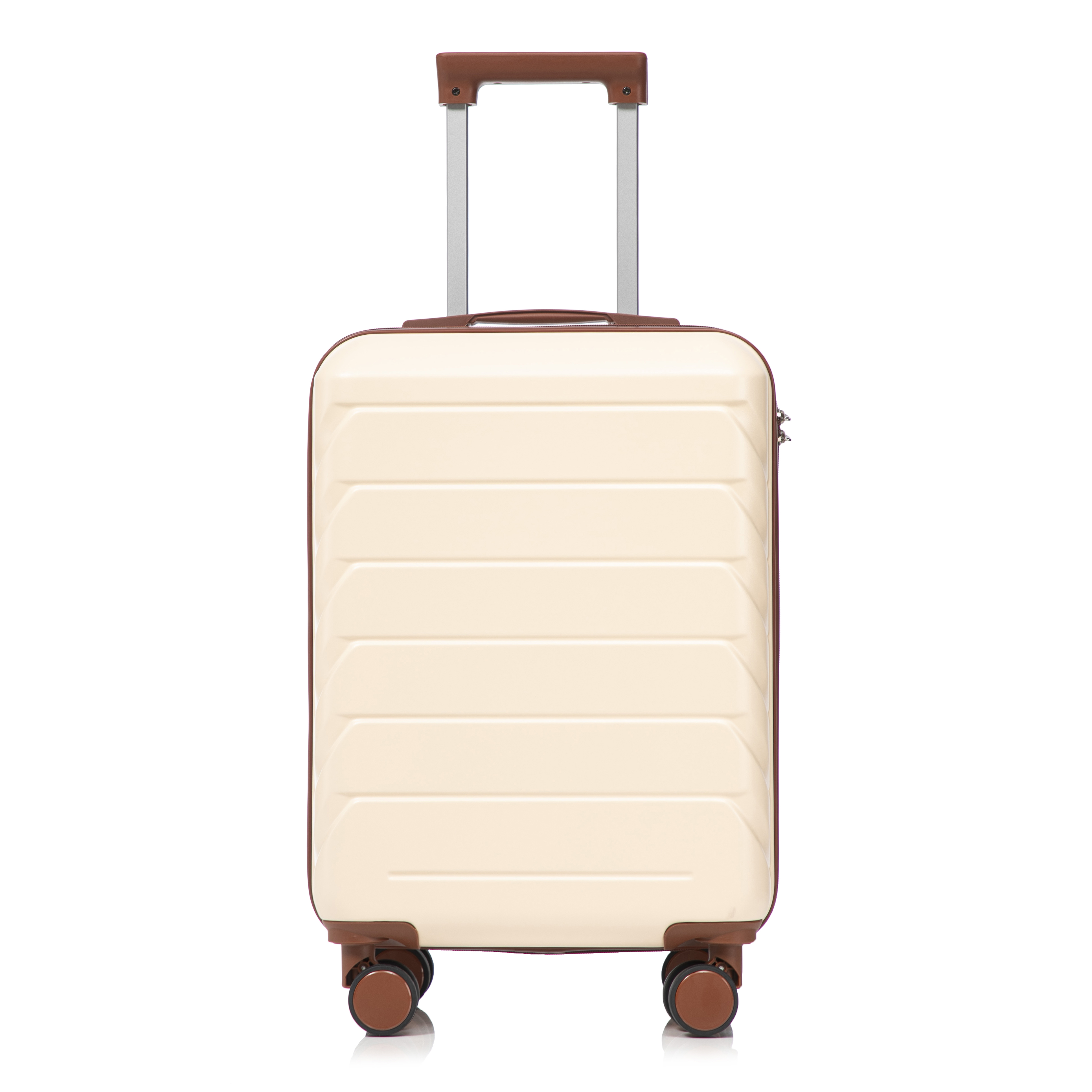 20 Inch ABS Hard Shell Travel Checked Luggage - Scratch Resistant Surface Four Multi-Directional Wheels,  With Combination Lock Beige