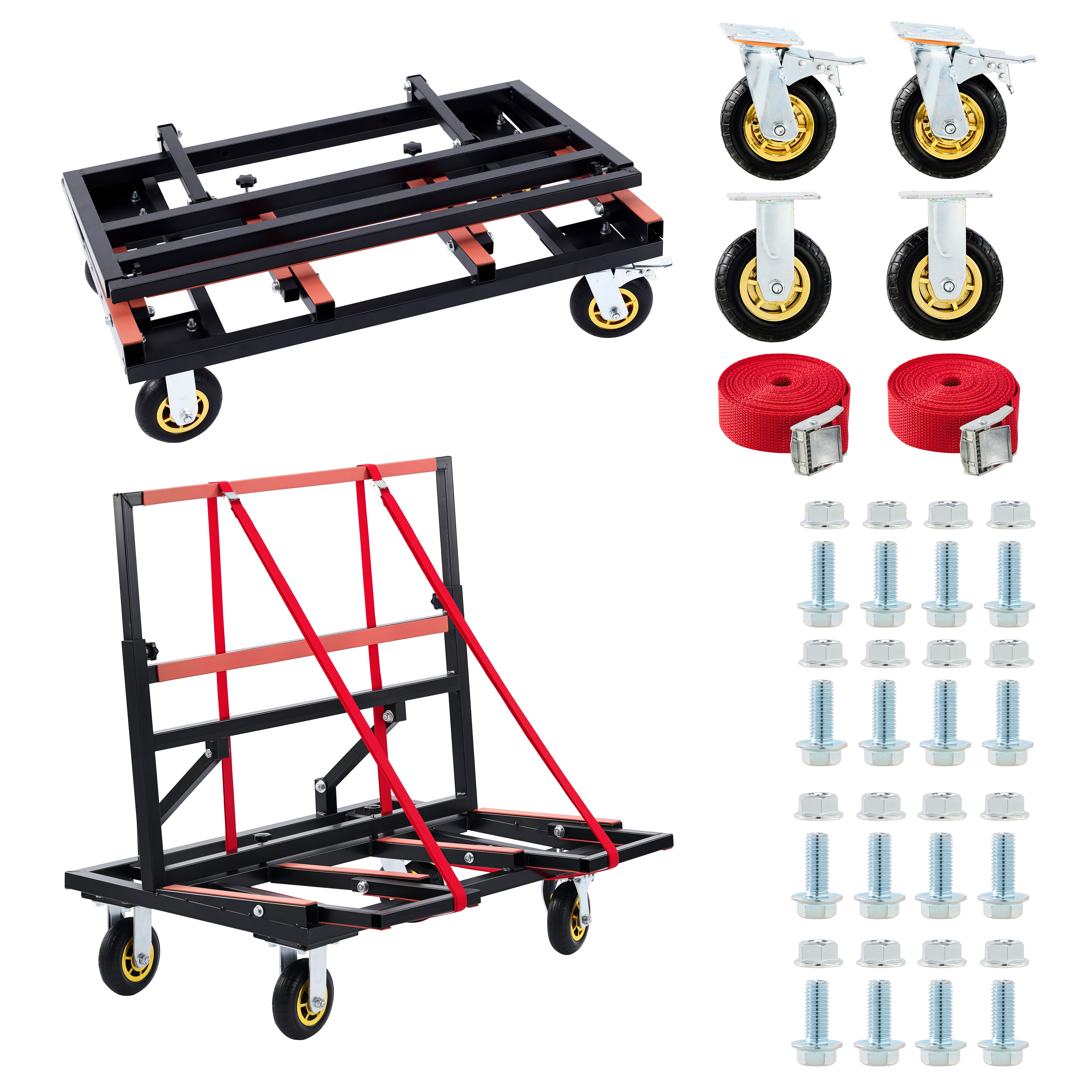 Carro plegable para paneles con ruedas 4x6 y capacidad de 2000 libras