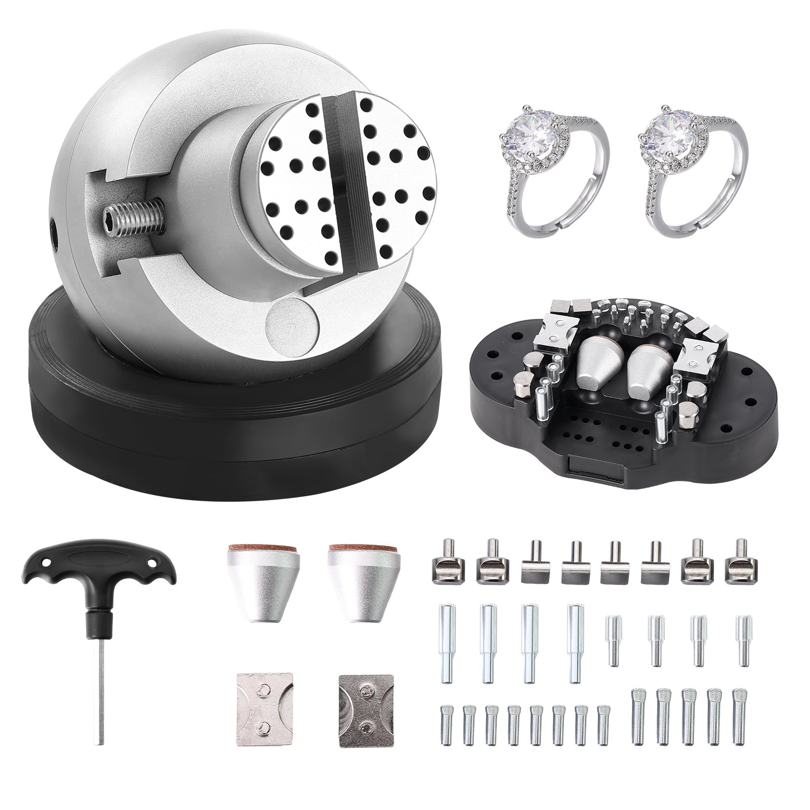 Torno de bola de 5 pulgadas para grabado de joyas, rotación 360°, 35 accesorios