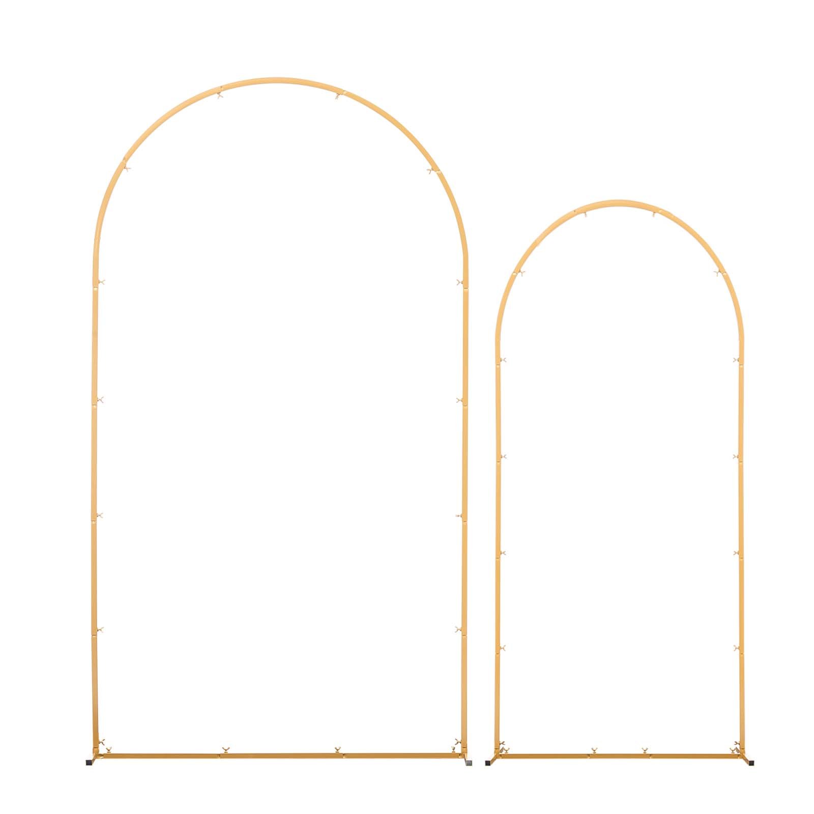 Arch Backdrop Stand, Set Of 2, 7.2 Ft And 6 Ft, Stable Structure, Easy Assembly, Gold Metal Arch Backdrop Stand With Cover For Wedding, Birthday Party, Celebration, And Ceremony Decoration