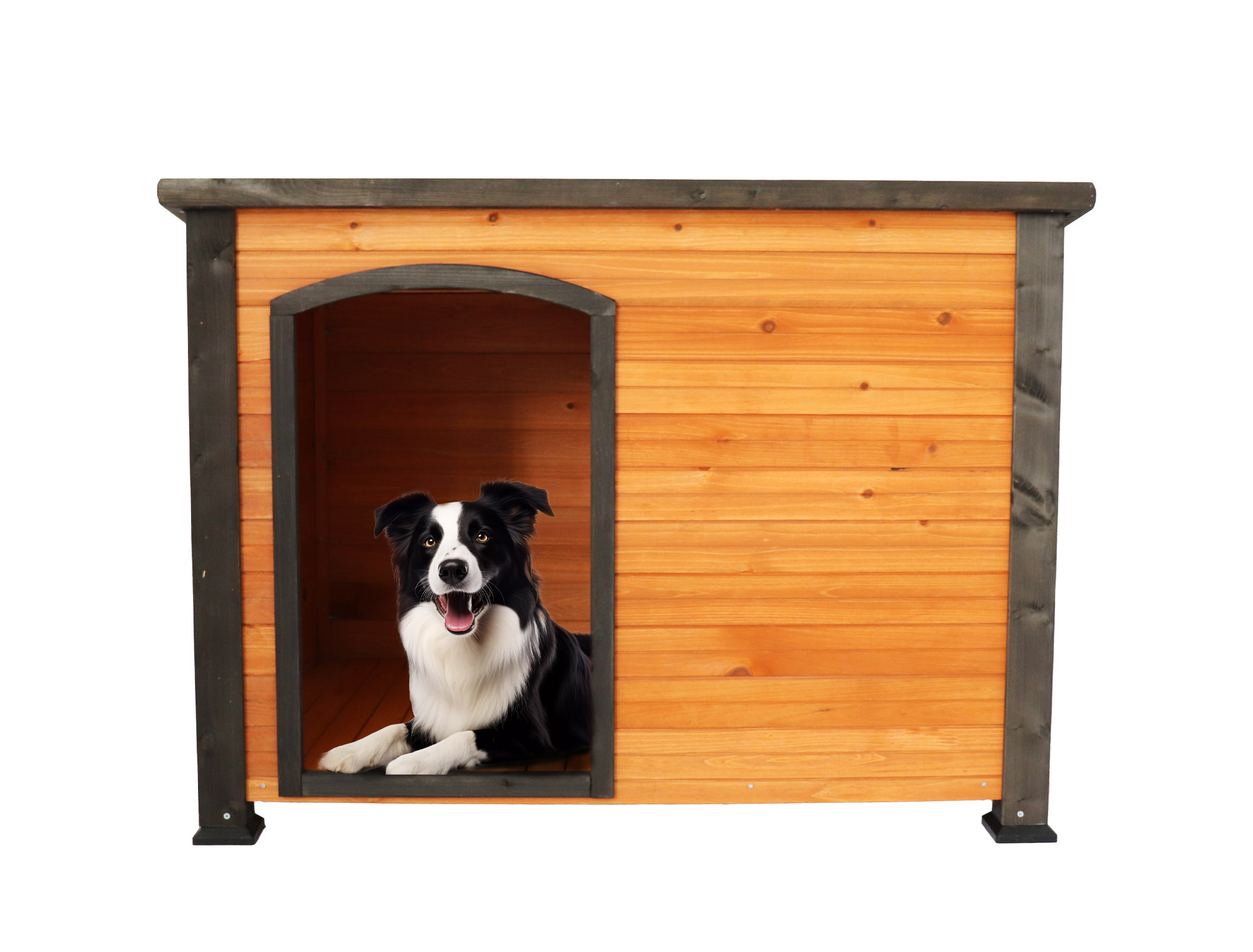 Caseta de perro de madera de 45 pulgadas, para interior/exterior, con patas elevadas.
