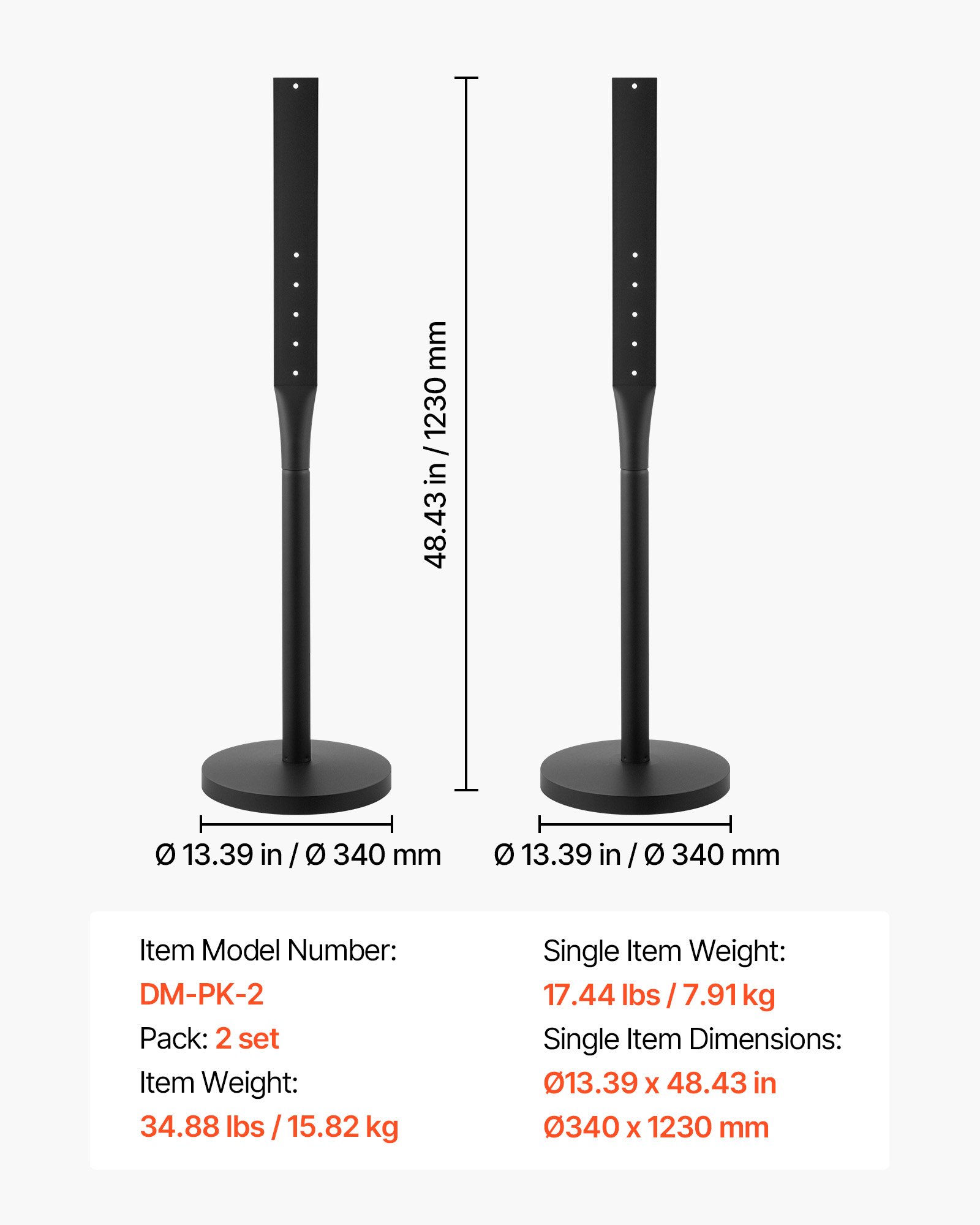 Portable Sign Post, 2-Pack, 4 Ft Tall, Metal Sign Stands With Heavy Duty Cast Iron Base, Multi-Hole Design For Easy Installation, Wind-Resistant, For Indoor And Outdoor Parking, Warning, Notice