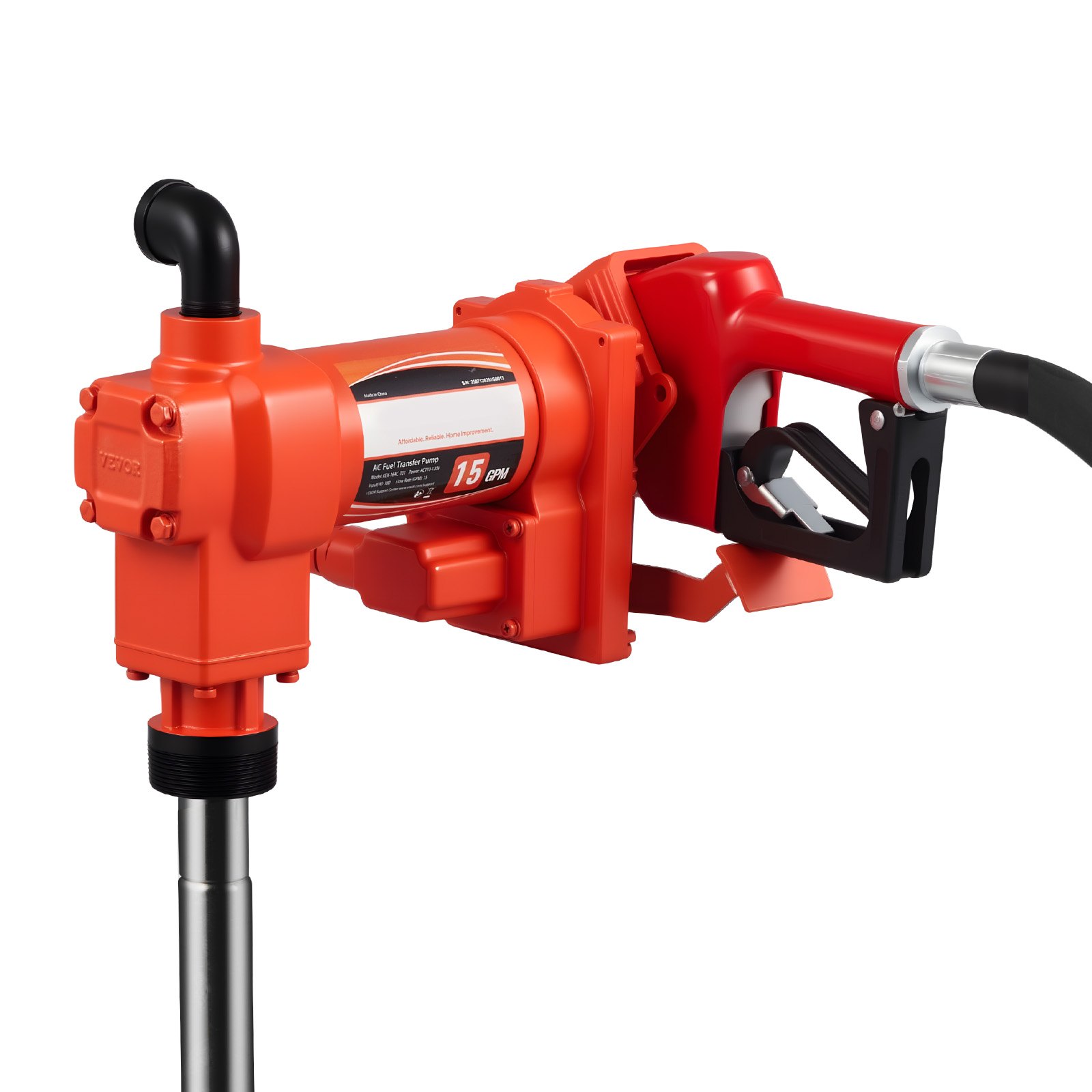 Fuel Transfer Pump 110V, 15 GPM 57 L/min, AC Electric Oil Transfer Pump, With Auto Shut-Off Fuel Nozzle & Discharge Hose, High Flow Kit For Gasoline, Diesel, Kerosene, Biodiesel, Ethanol Blends