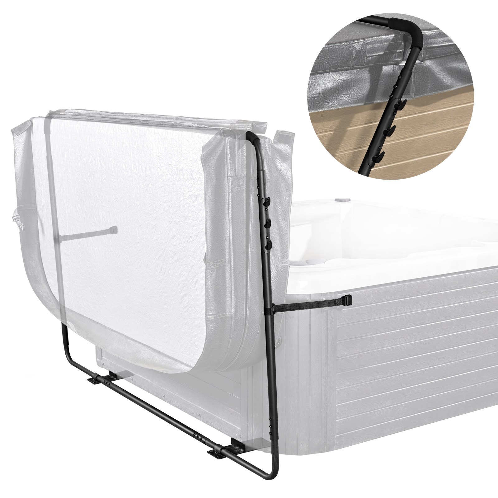 Hot Tub Cover Lift, Spa Cover Lift, Height 31.5" - 41.3" Width 53" - 92.5" Adjustable, Installed At The Bottom On One Side, Suitable For Various Sizes Of Rectangular Bathtubs, Hot Tubs, Spa