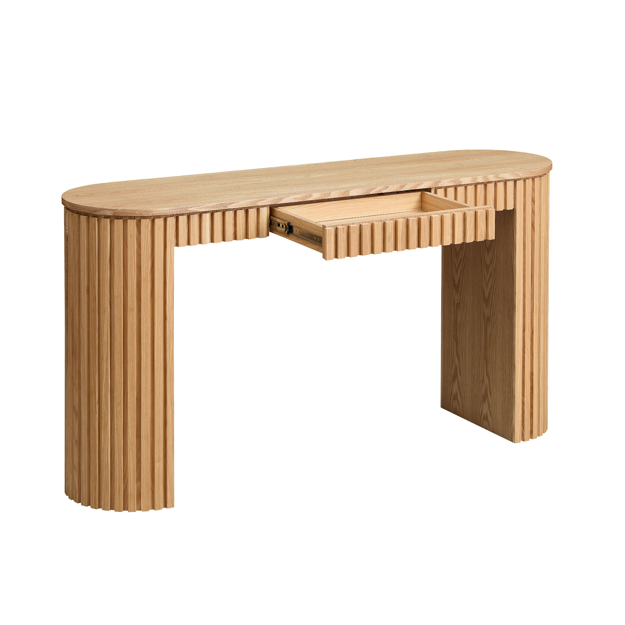 59.05   Modern Console Table With Drawer For Entryway With Unique Vertical Stripe Design For Living Room Hallway Foyer Entrance Study,NATURAL Same