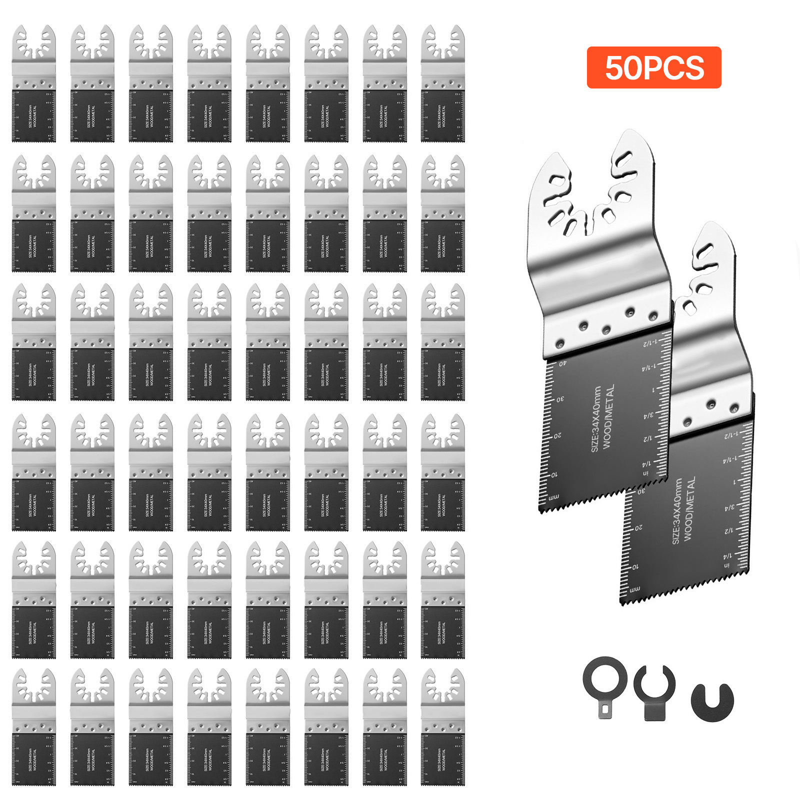50PCS Bi-Metal Oscillating Saw Blades, Universal Quick Release Oscillating Multi Tool Blades, Multitool Tool Blades For Nails, Soft Metal, Wood, Compatible With Dewalt Milwaukee Bosch Ryobi
