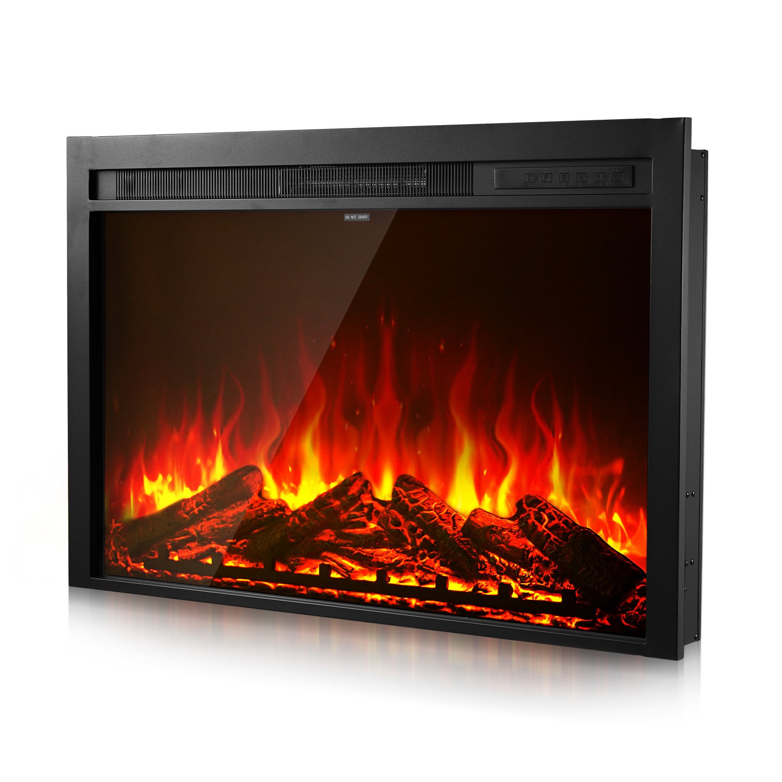 Electric Fireplace Insert, 40 Inch Recessed And Wall Mounted With Adjustable Flame Color Brightness & 8h Timer & Remote Control, Indoor Heater W/ 750W/1500W Dual Heating Modes, 5000BTU Black