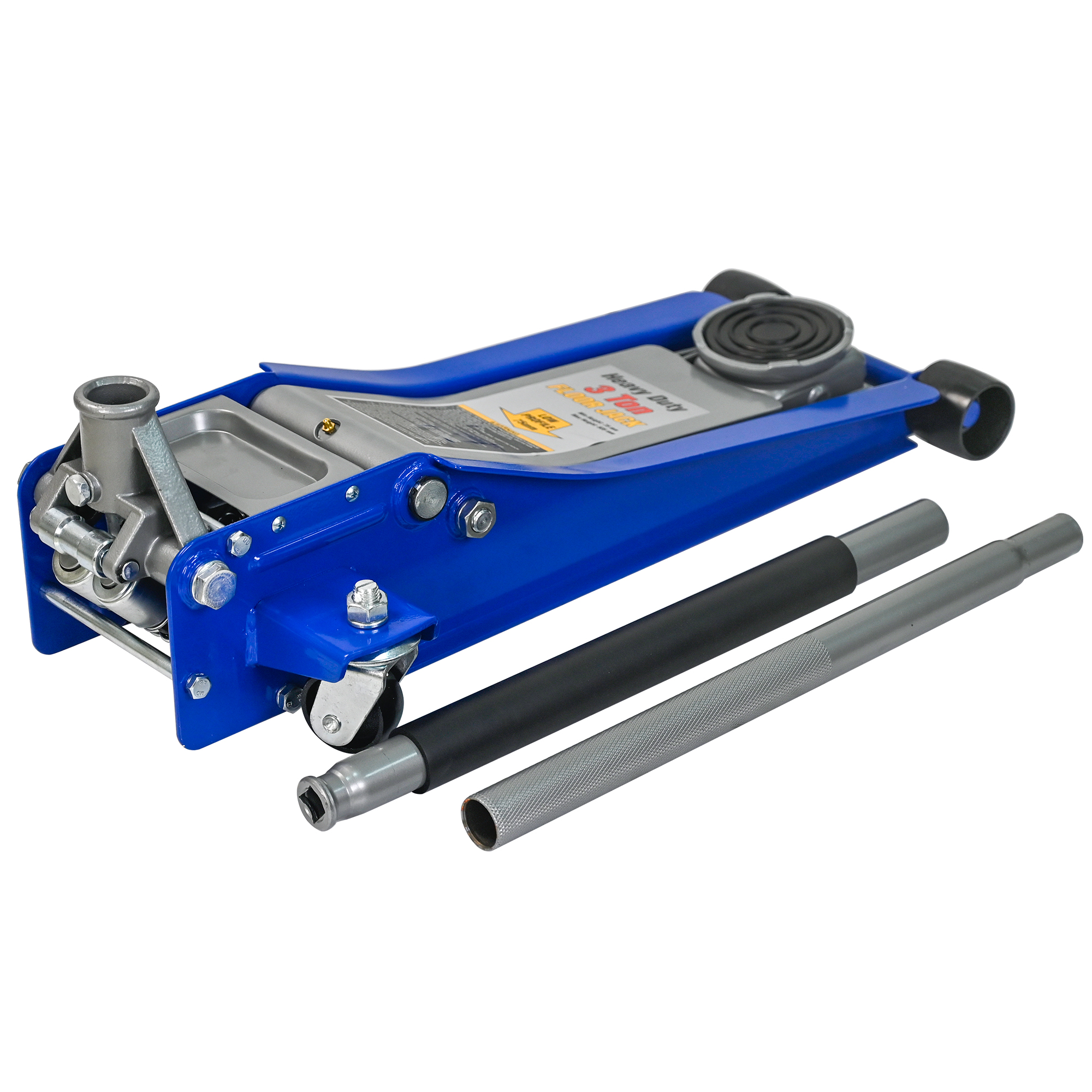 3T Heavy Duty Horizontal Double  Floor Jack Without Foot Pedal,and Steel Racing Floor Jack With Dual Piston Quick Lift Pump,3 Ton 6,600 Lb Capacity,Blue&Silver