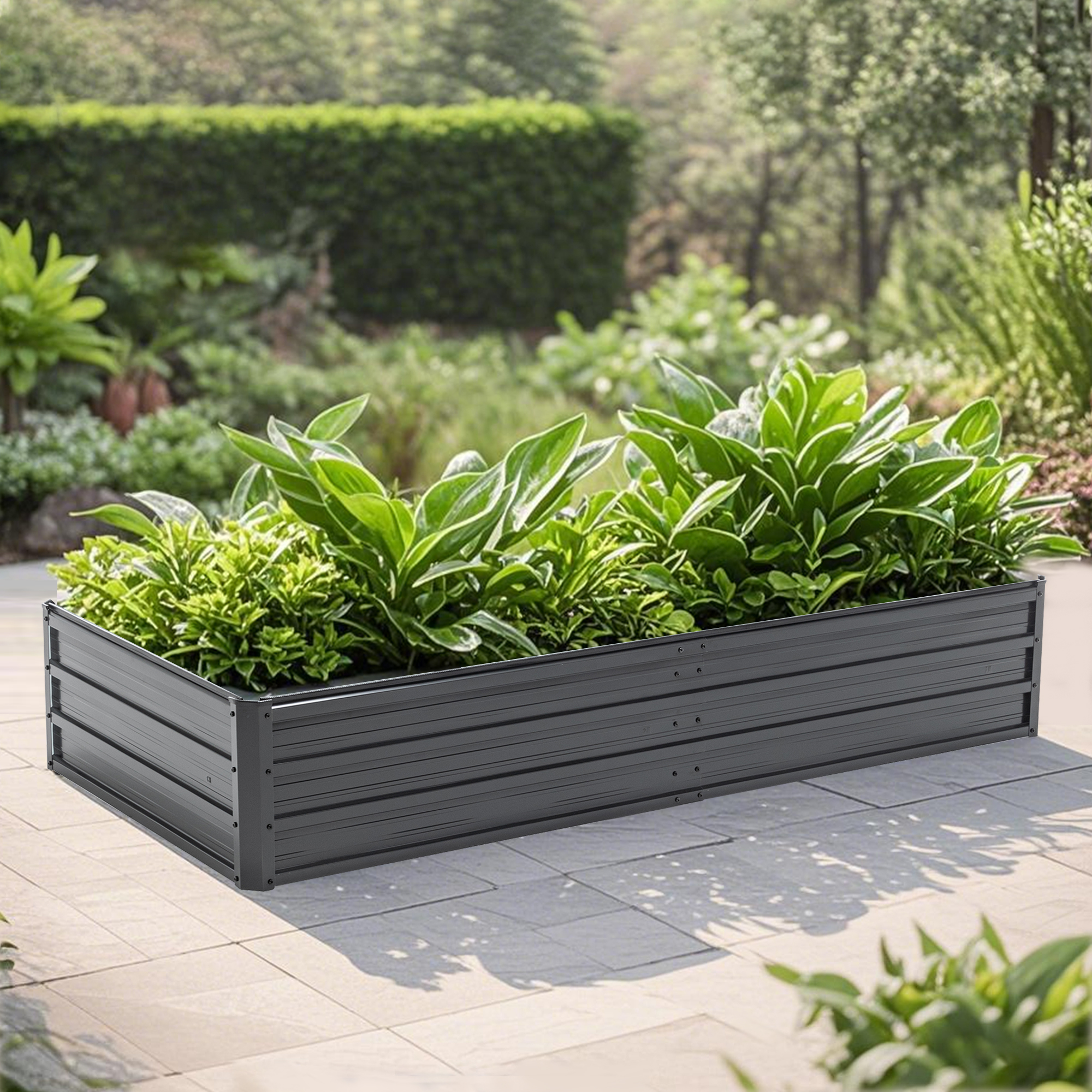6x3x1 FT Metal Raised Garden Bed Outdoor Reinforced Galvanized Rustproof Colored Steel Planter Boxes For Vegetables, Raised Beds For Growing Flowers Herbs Succulents