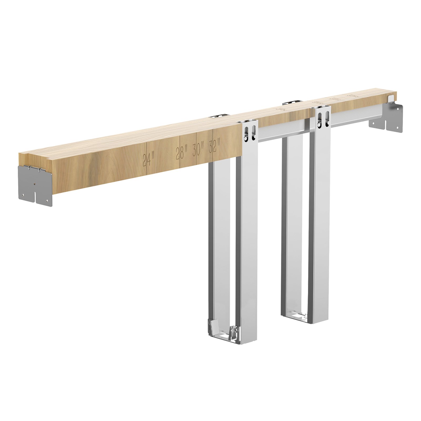 Pocket Door Frame Kit, For 24-32 In Wide 80 In High Door, Pocket Door Kit With Two-Way Soft Close Mechanism, Slide Smoothly Quietly, Easy To Install, Premium Galvanized Steel, For Living Room