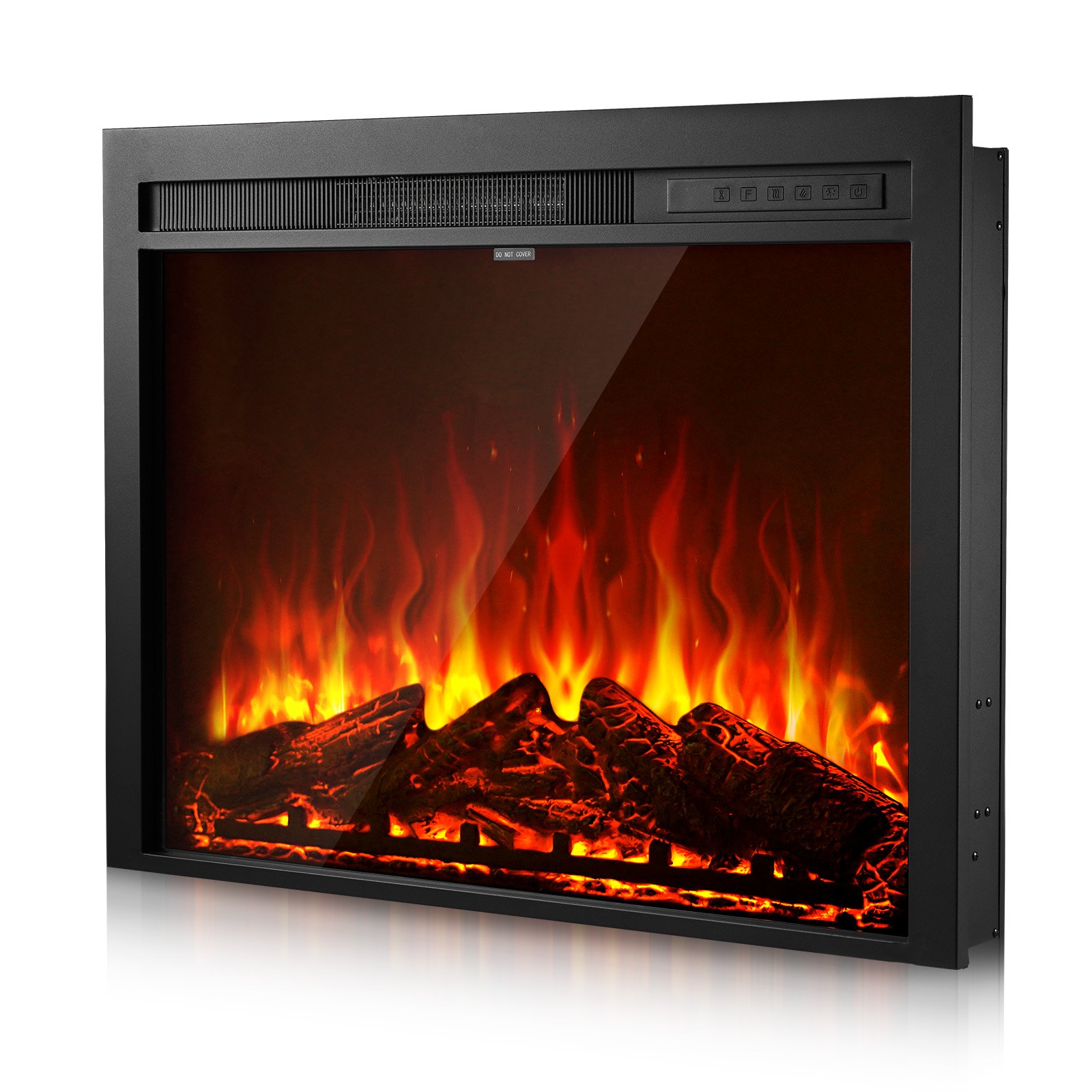 Chimenea eléctrica empotrable o de pared de 35 pulgadas, calefactor 750W/1500W, Negra