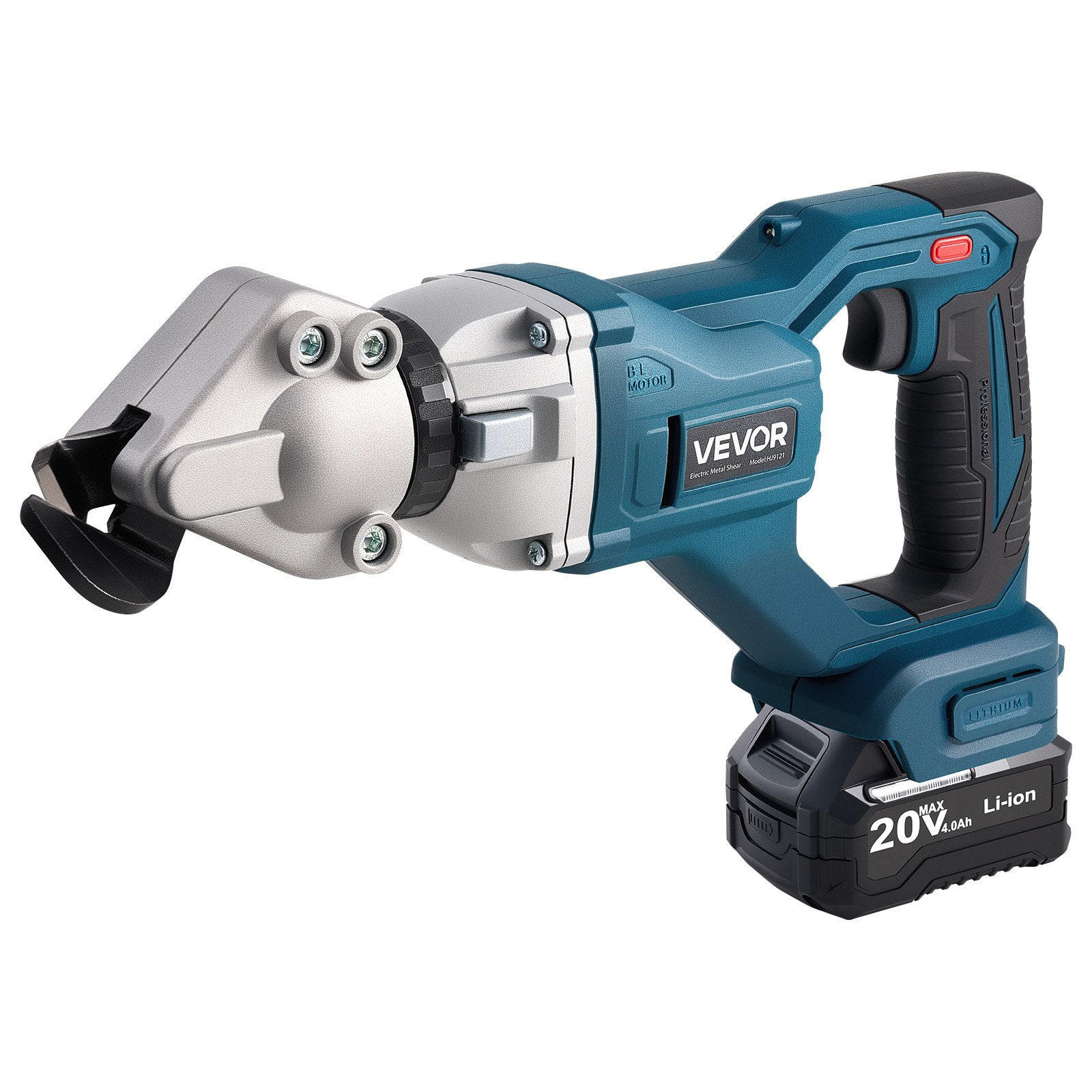 Metal Shear, Cordless Sheet Metal Cutter With 360-Degree Pivoting Head, Double Blades, 110VAC 20VDC, Cuts 18 GA Galvanized Steel, 20 GA Stainless Steel, Aluminum, Plastic, Cardboard, 2800SPM