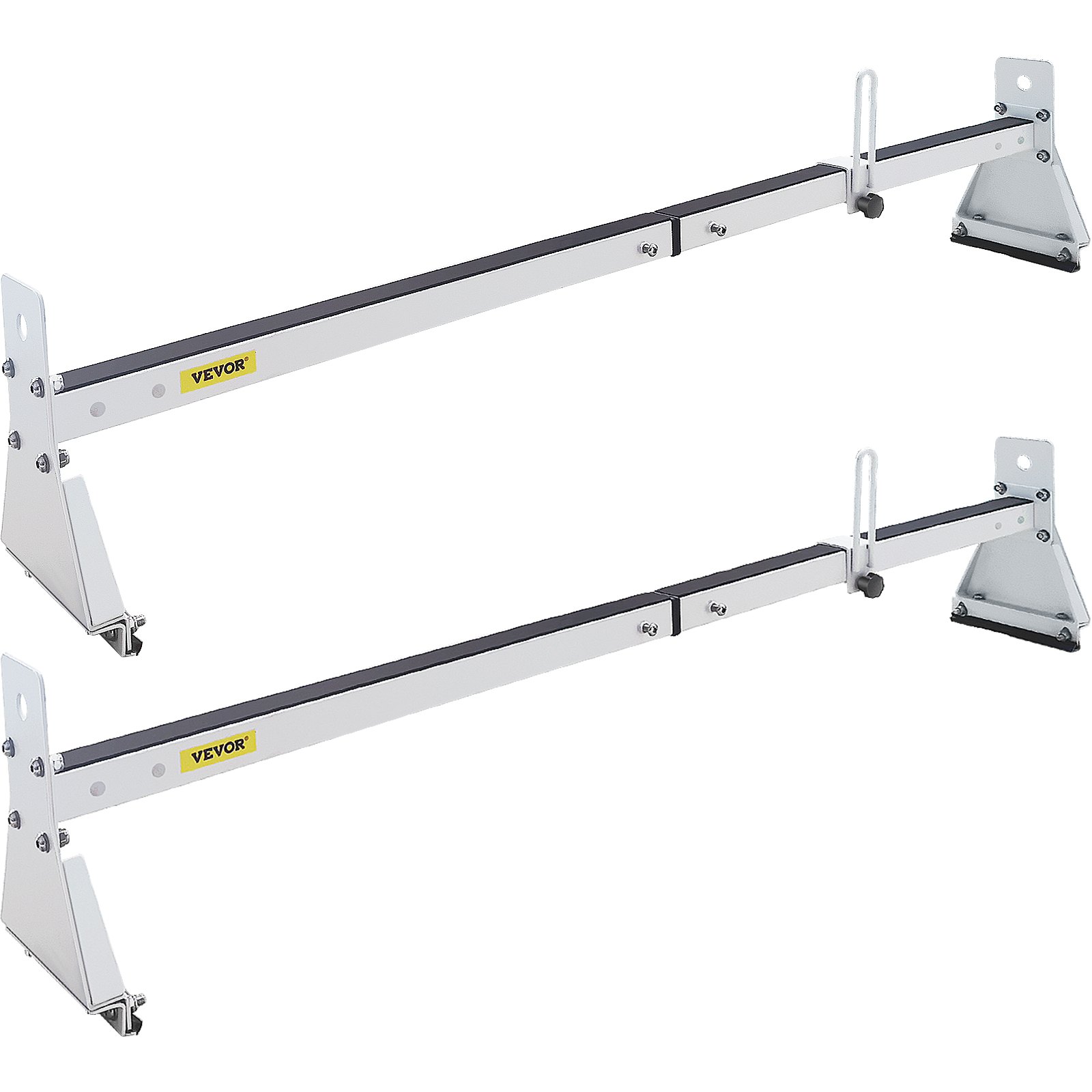 Portaequipajes de techo para furgoneta, 2 barras, 331 libras, acero ajustable, blanco.