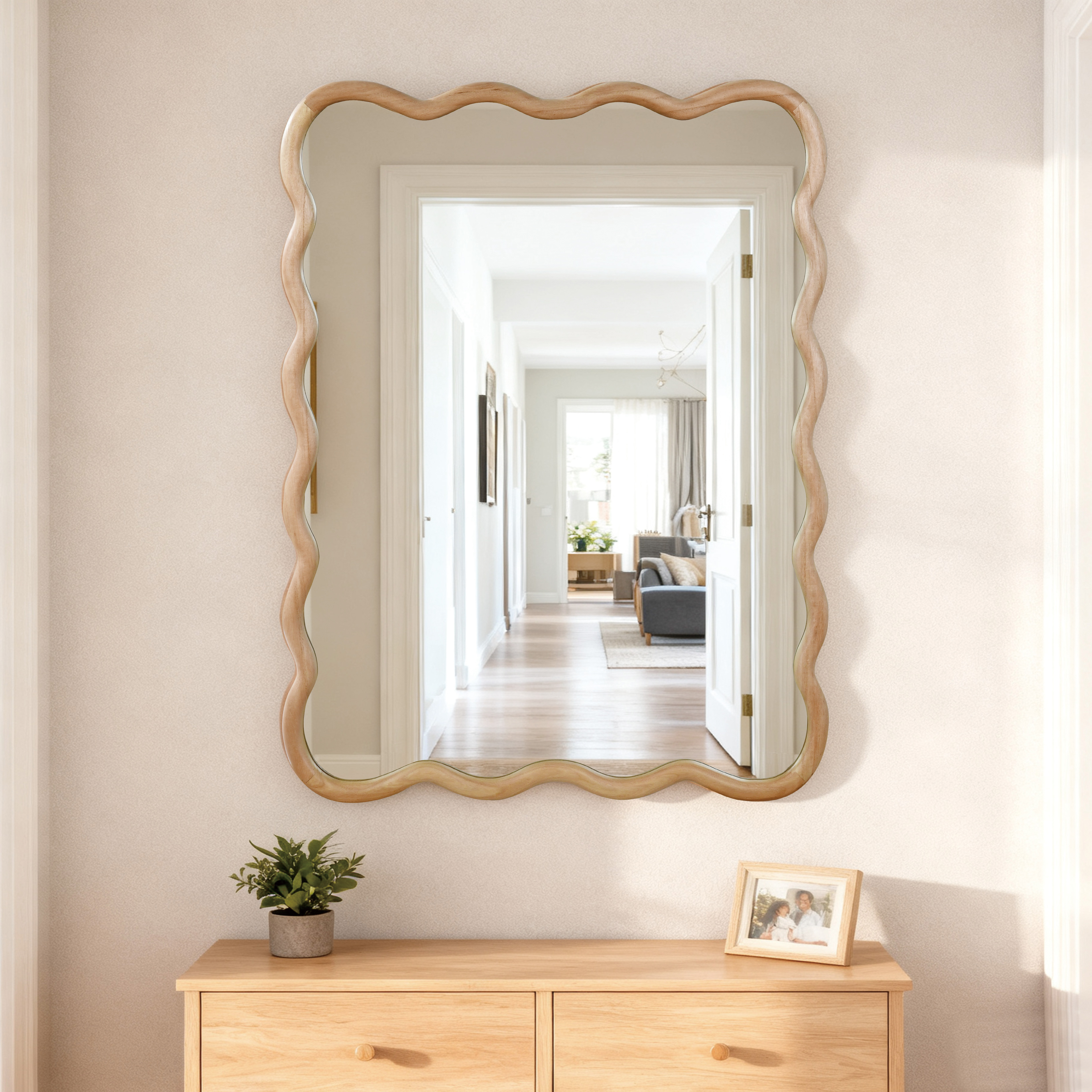 Espejo decorativo de pared 30 x 40 pulgadas con marco de madera maciza