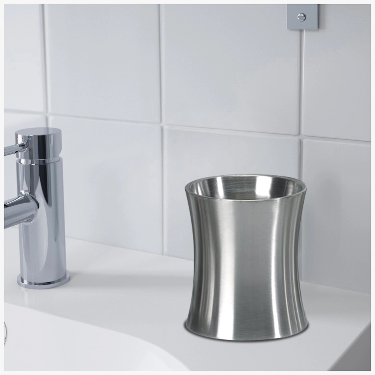 Vaso de acero inoxidable cepillado para enjuague, bebida y cepillos de dientes