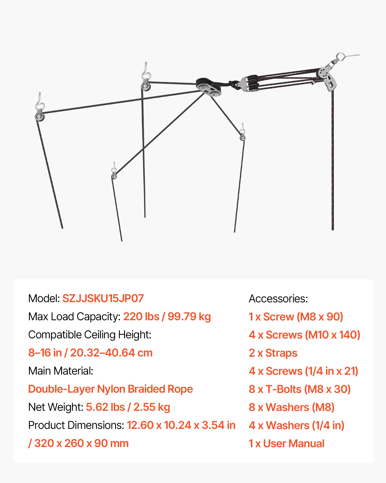 Elevador para techo rígido de Jeep, 220 libras, sistema anticaída, para 2 y 4 puertas.
