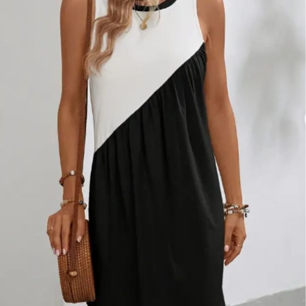 Colorful Square Neck Round Neck Dress