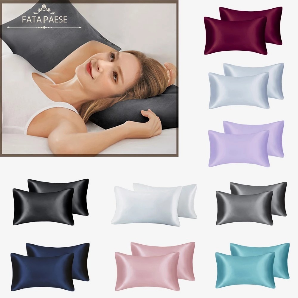 Funda de almohada de satén de seda artificial 75D
