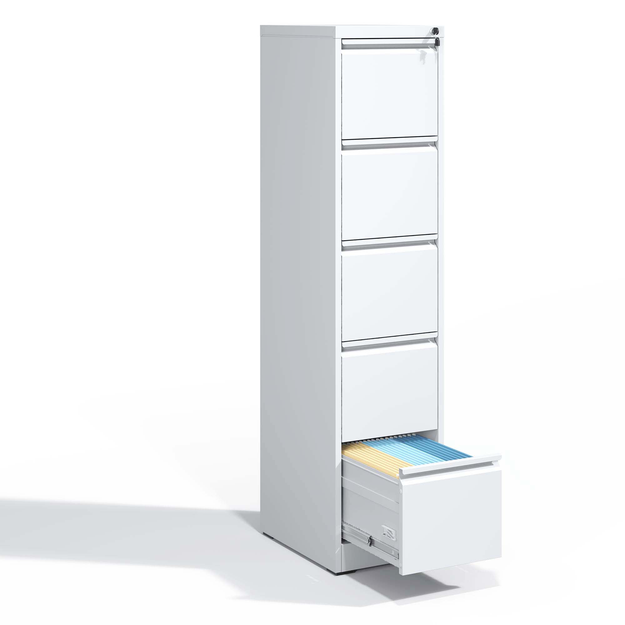 Archivador vertical de metal con 5 cajones y cerradura, para A4, legal y carta.