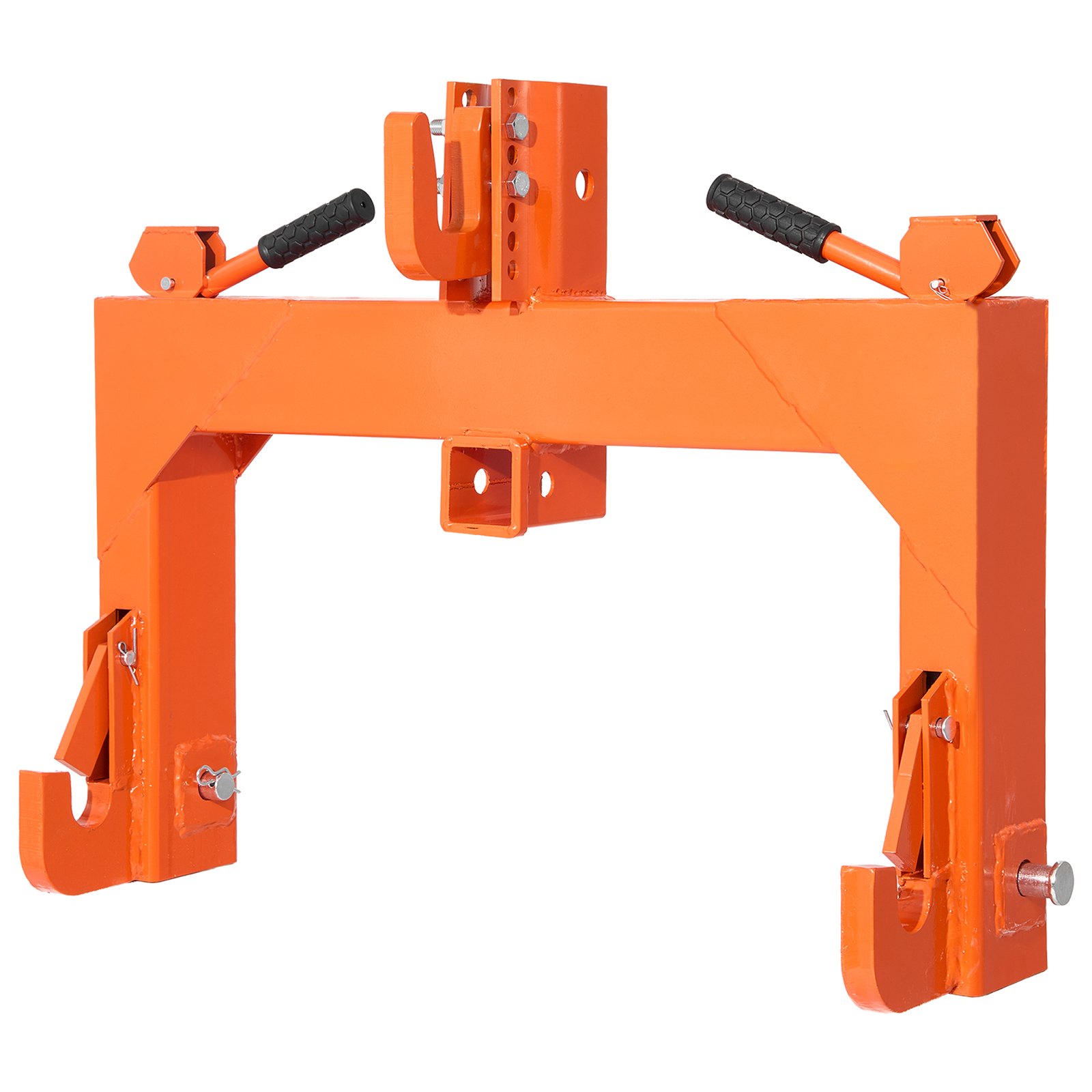 3-Point Quick Hitch With 2 In Receiver, 3000 Lbs Lift Capacity, 3-Pt Hitch With 5 Level Adjustable Bolt, Adaptation To Category 1 & 2 Tractor, Heavy Duty 3 Point Attachments, Orange