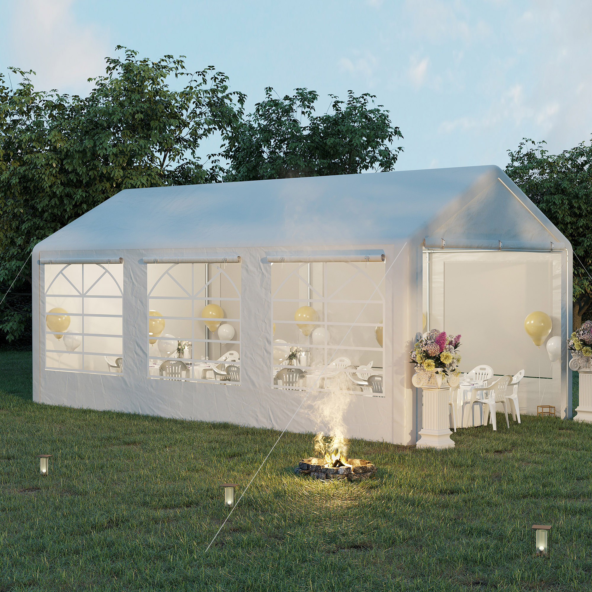 10 x 20 Heavy Duty Party Tent & Carport with Removable Sidewalls and Double Doors, Large Canopy Tent, Sun Shade Shelter, for Parties, Wedding, Outdoor Events, BBQ, White