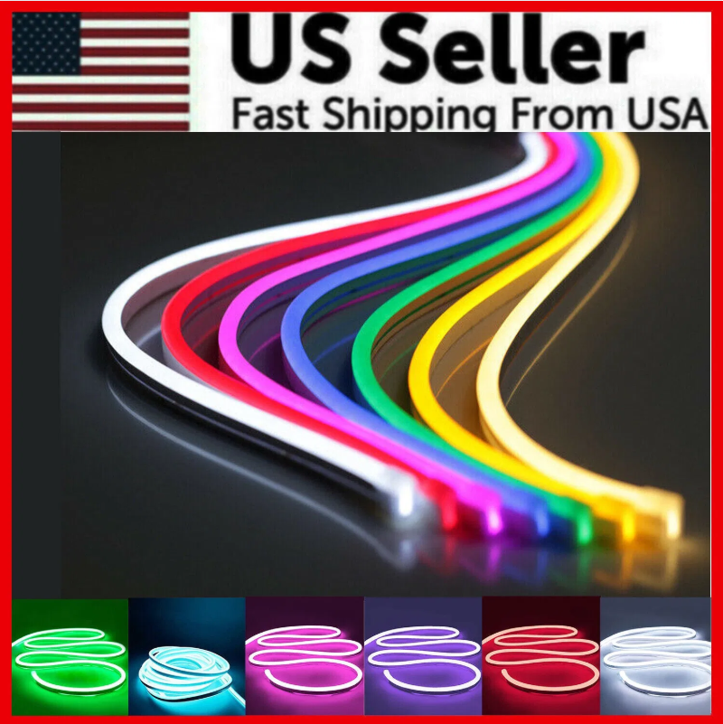 1M 2M 12V Flexible Sign Neon Lights Silicone Tube LED Strip Waterproof USA