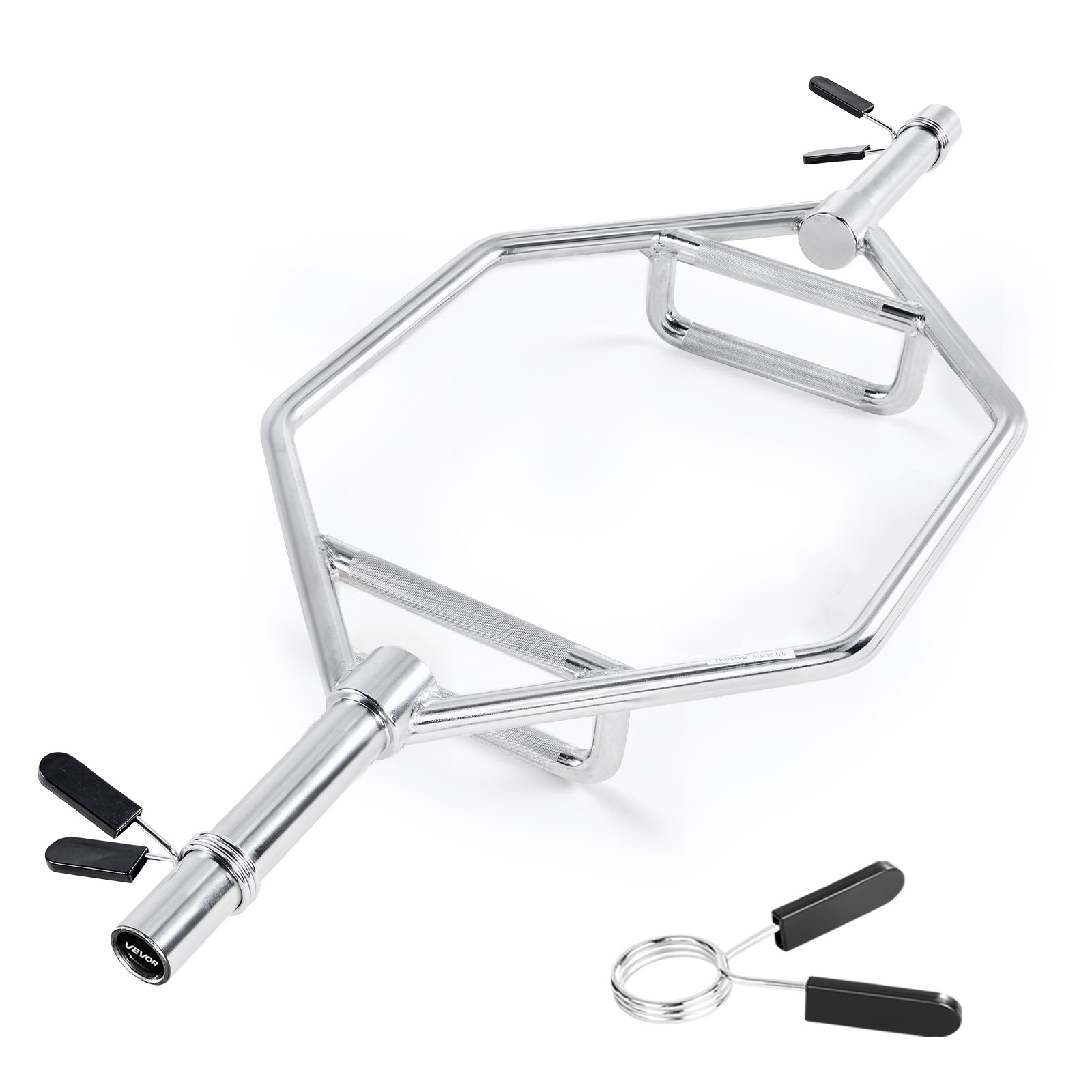 Barra hexagonal de levantamiento, 2 pulgadas, 800 libras, con agarres moleteados, plata