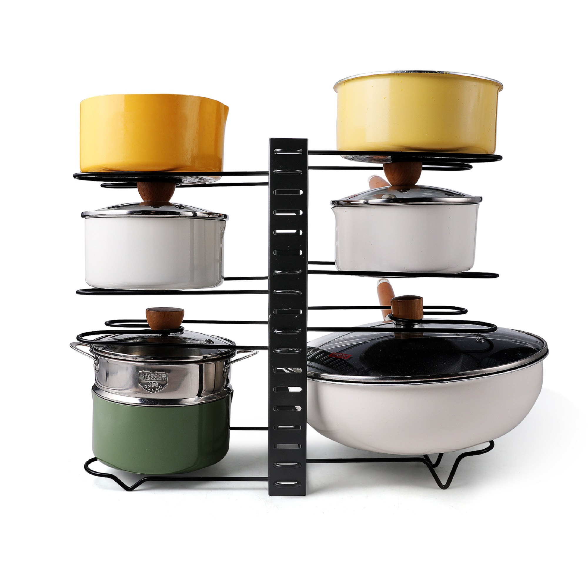 Estante organizador de ollas ajustable para cocina