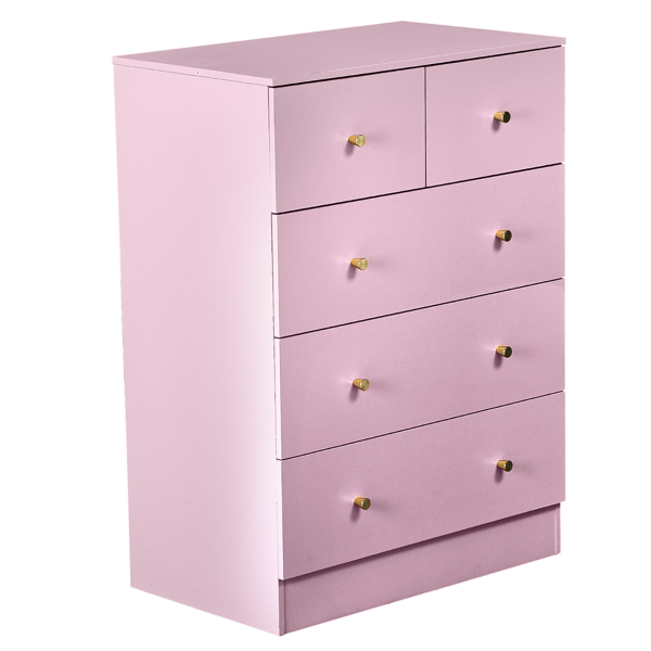 Cómoda Cajonera de 5 Cajones con Tiradores Dorados, 25.98x15.75x35.83 pulgadas