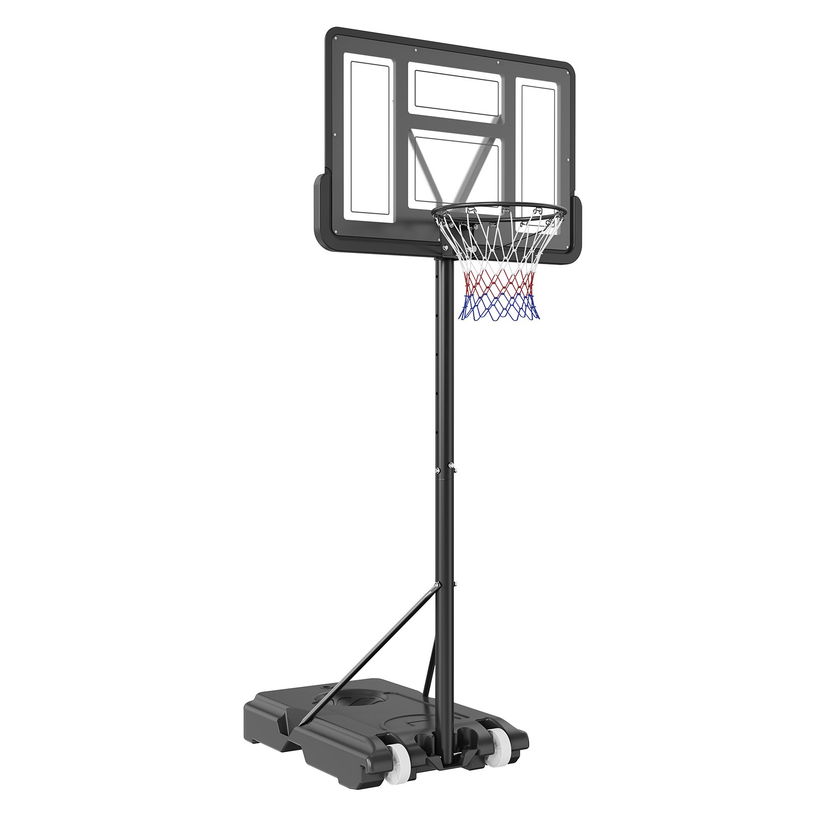 Aro de baloncesto portátil, altura ajustable 4-10 pies, tablero 44 pulgadas, con ruedas