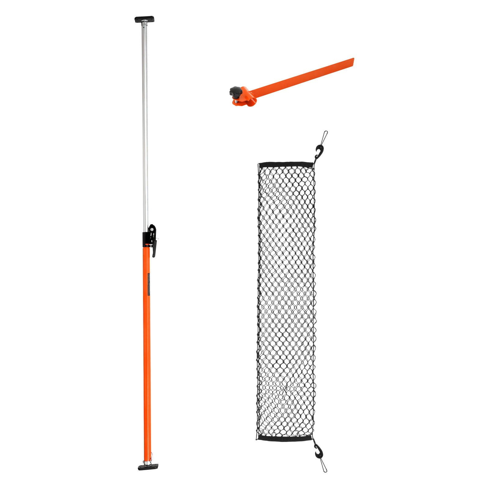 Barra de carga con trinquete, ajustable de 40 a 73 pulgadas, de acero, con red