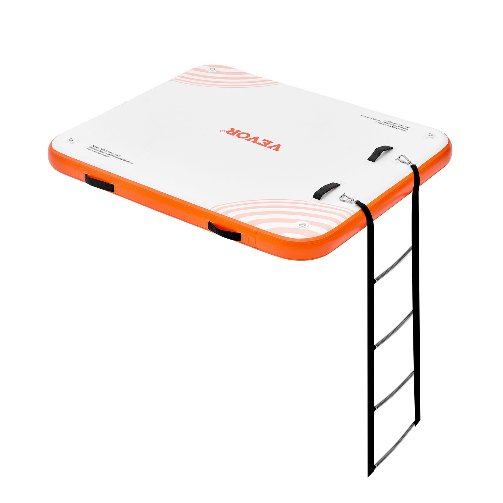 Muelle flotante inflable, 6 x 5 pies, antideslizante, con escalera desmontable