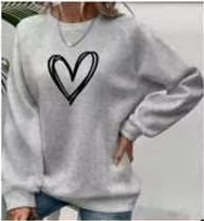 Sudadera con capucha pullover, cuello redondo, color sólido y estampado de amor.