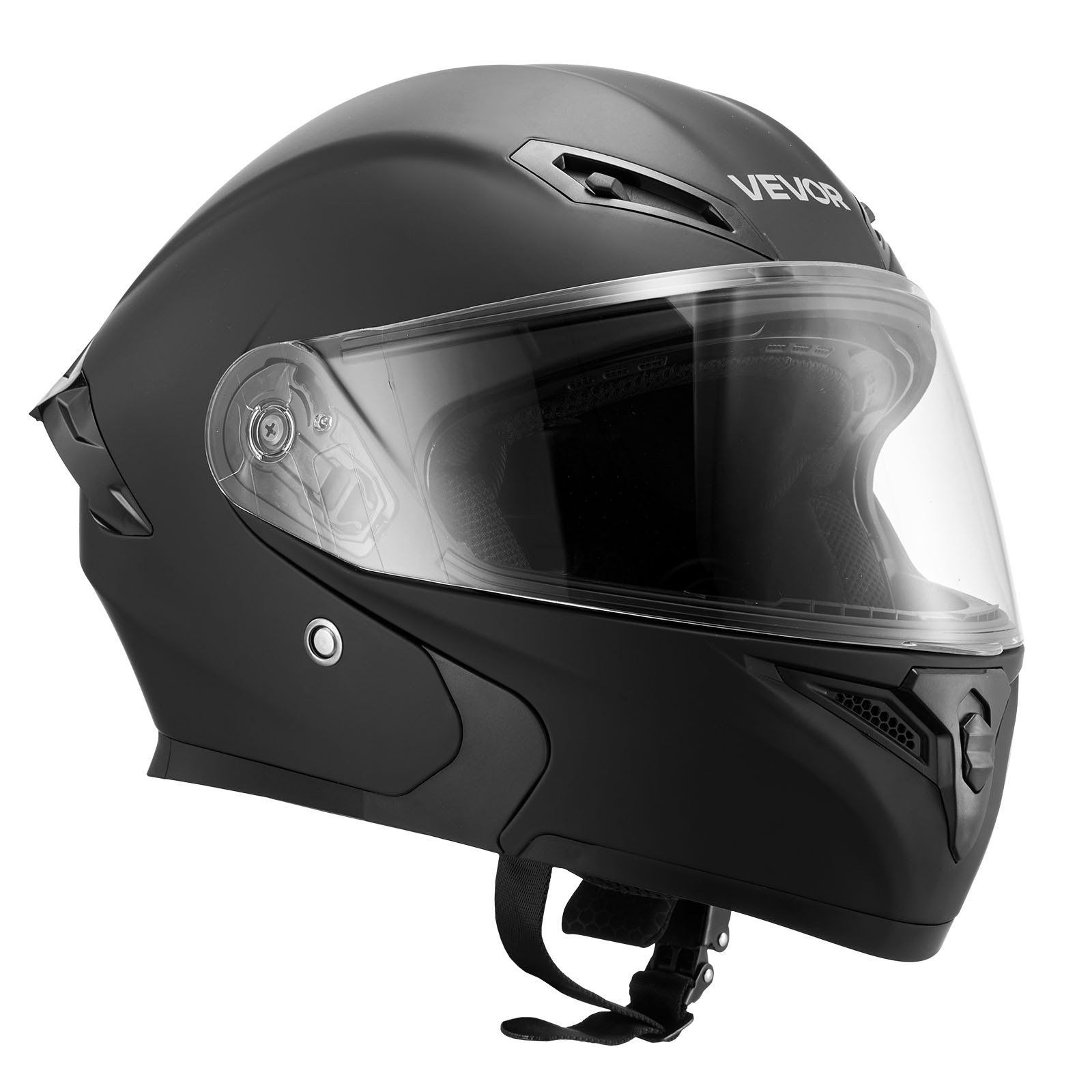 Motorcycle Helmet, Modular, Adult Motocross Dirt Bike Helmet With Large Clear Visor, Comfortable Motorbike Racing Street With Detachable Liner For Men & Women, DOT Approved, (Matte Black, XL)