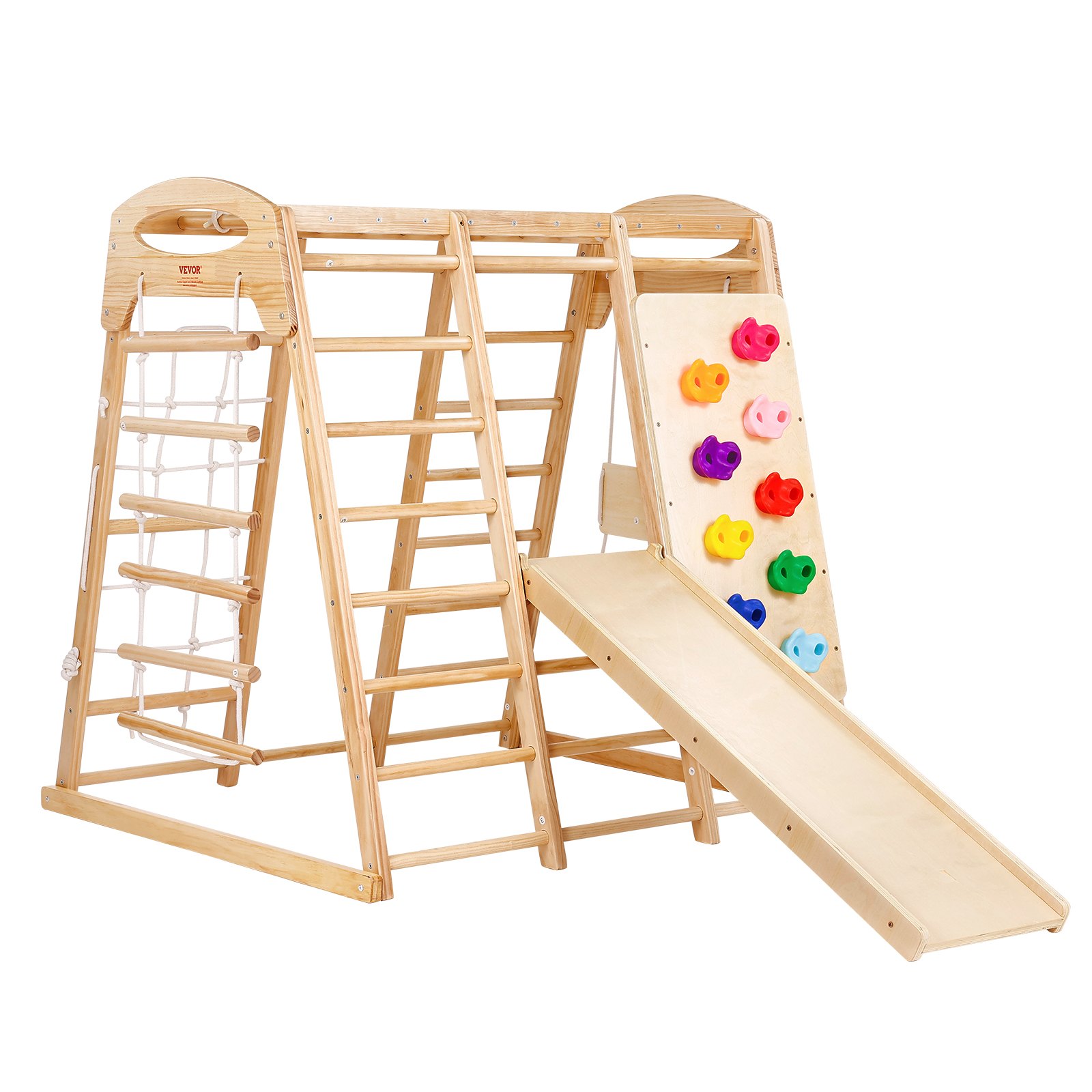 Gimnasio de juegos interior 7 en 1 de madera para niños, 43 x 47.2 x 47 pulgadas