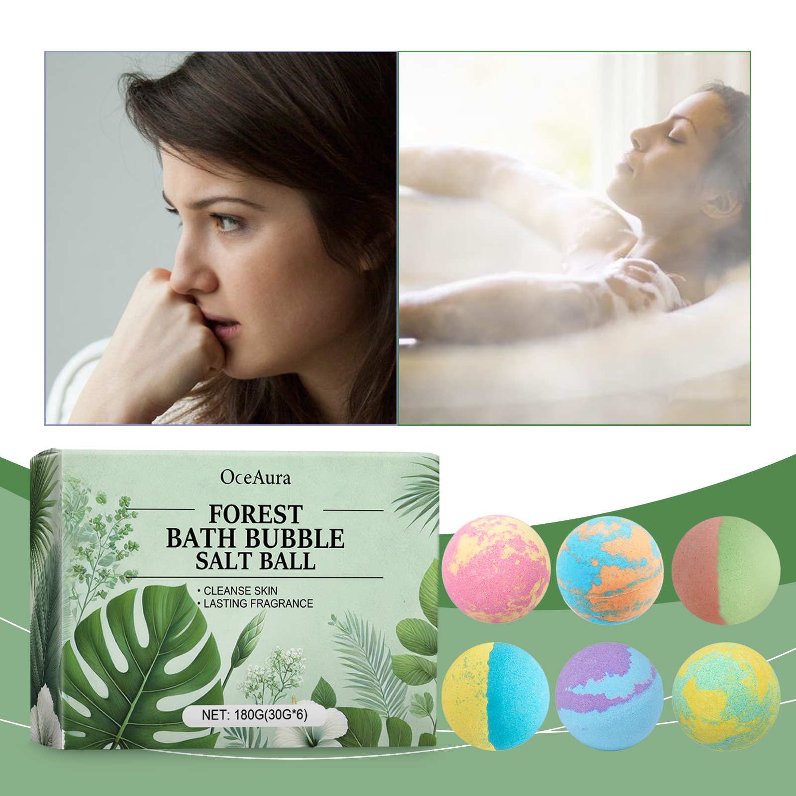 OceAura Fragrant Shower Ball, Plant-Scented Shower Ball Cleans And Moisturizes The Body With A Colorful And Fragrant Shower Ball