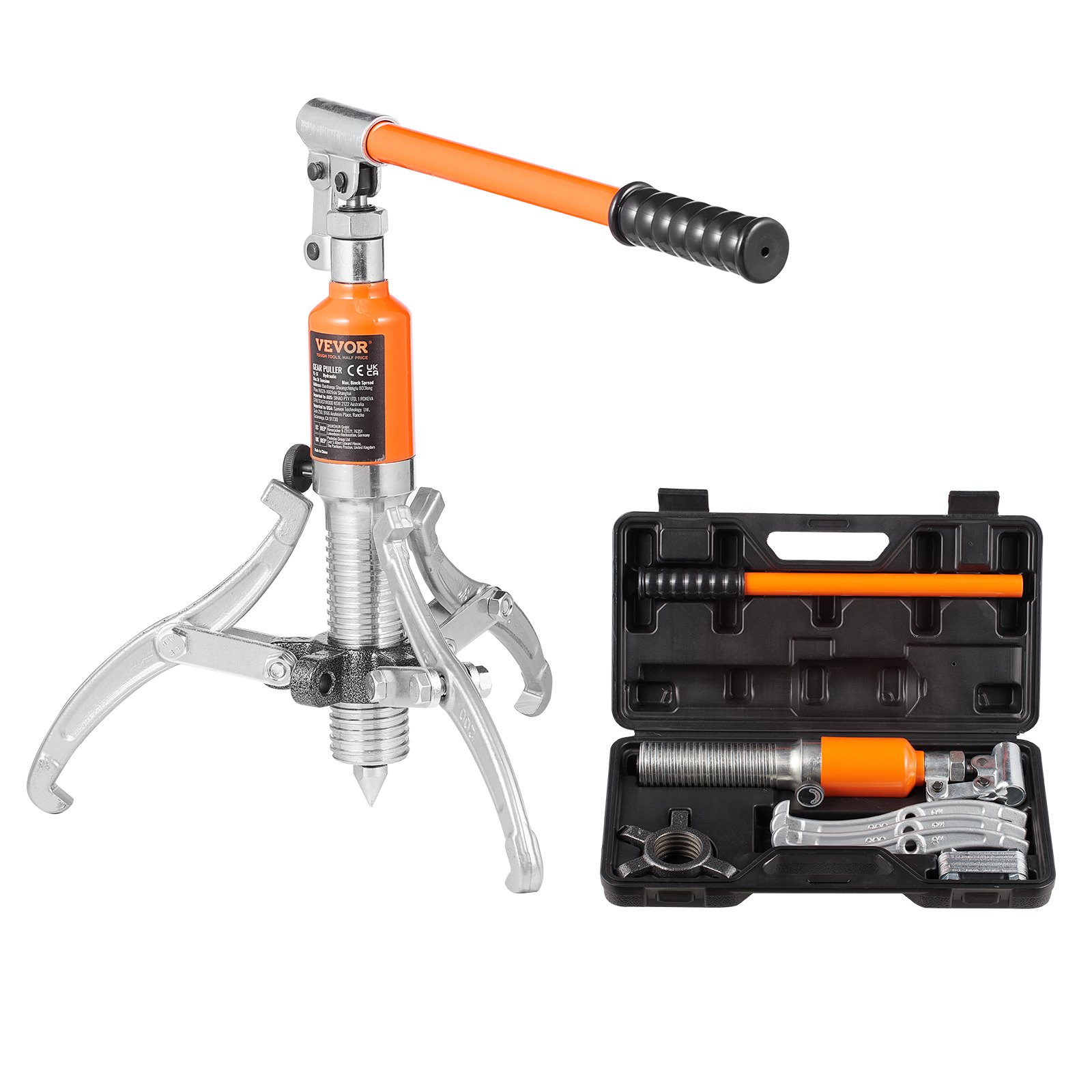 Hydraulic Gear Puller, 5 Ton Max Capacity Wheel Bearing Pulling Separator, 2 Or 3 Jaws Puller, Vertically And Horizontally, 8" Jaw Hydraulic Puller With Case For Pulling Hubs